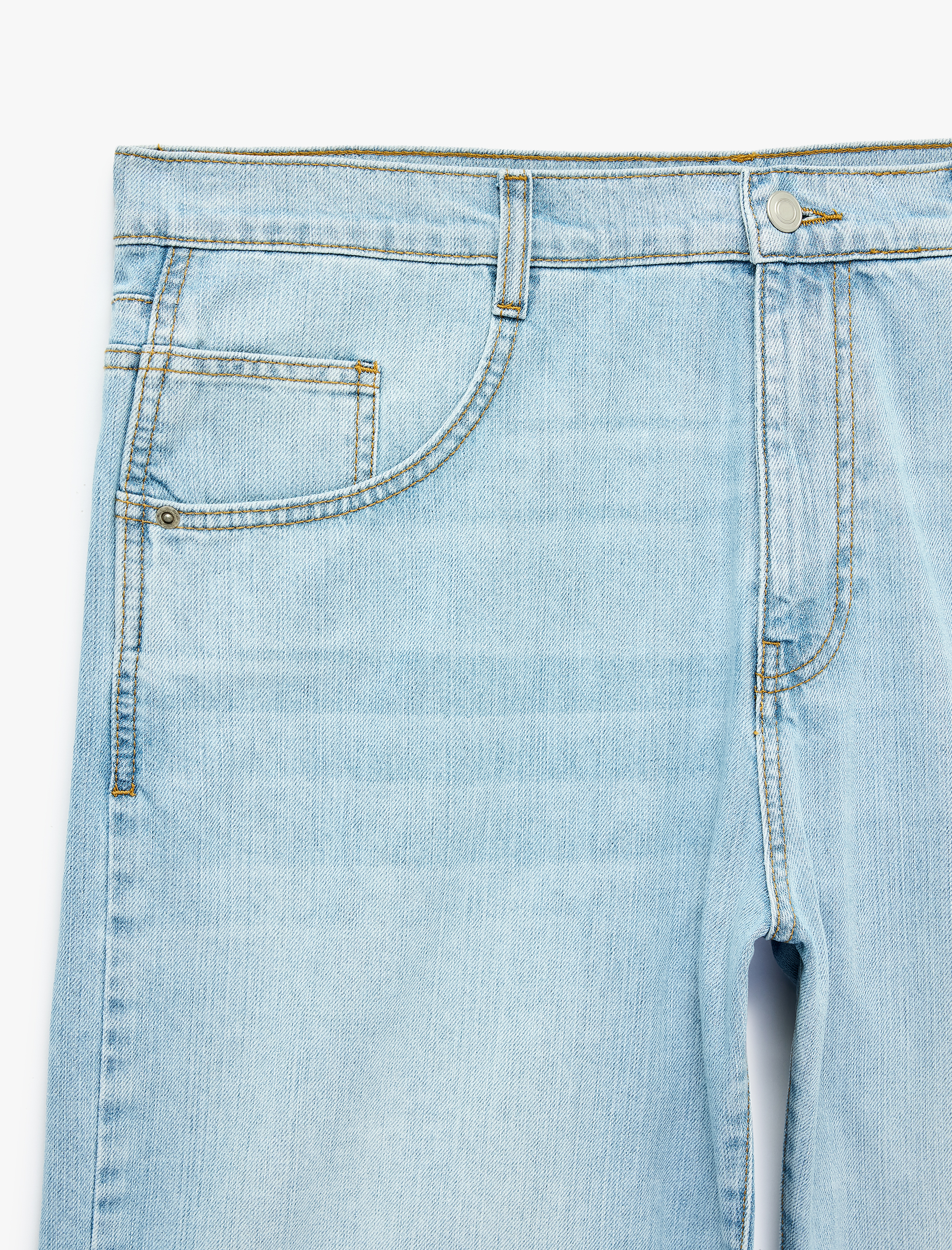 Koton Pamuklu Normal Bel Cepli Bol Baggy Jean Şort görsel 3