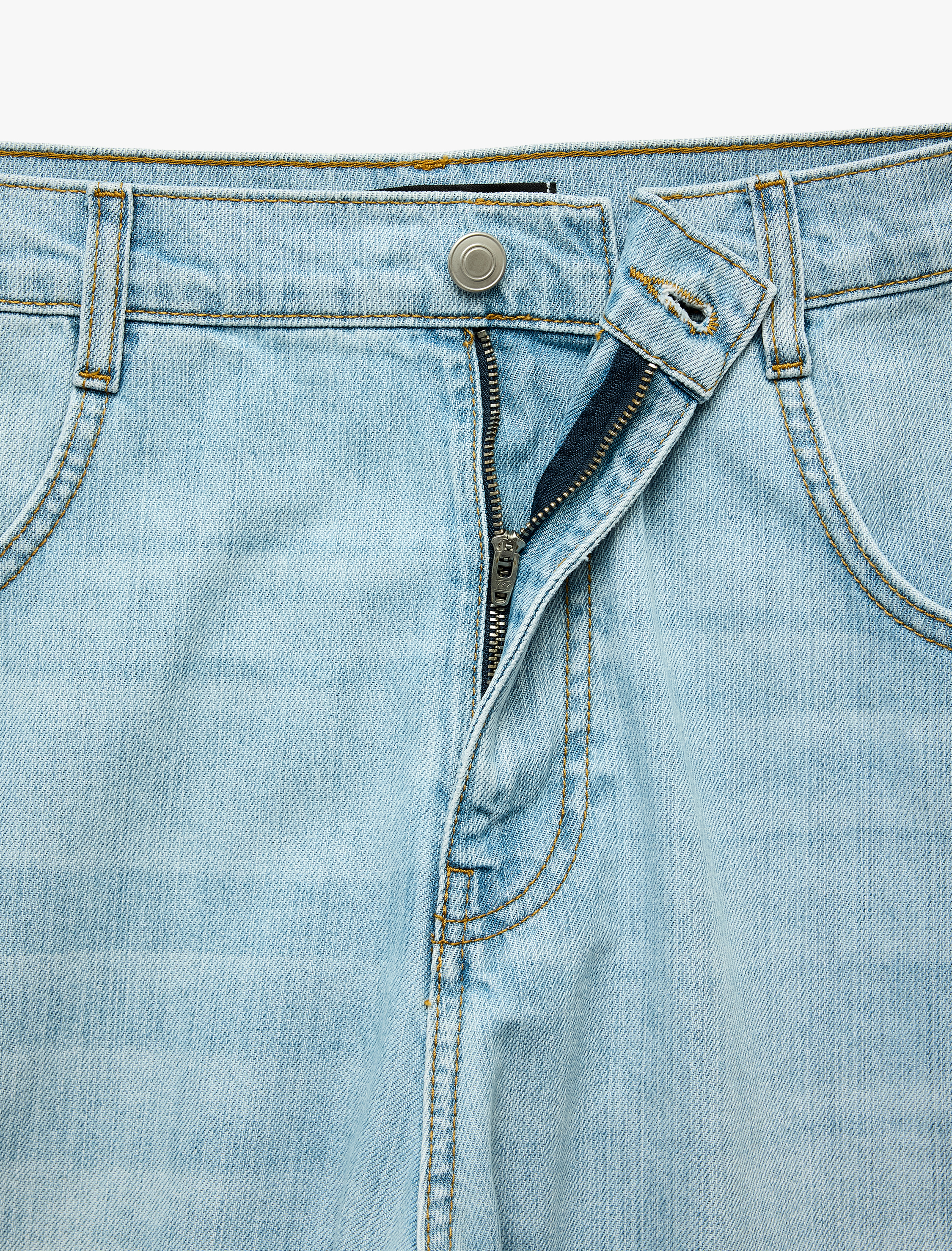 Koton Pamuklu Normal Bel Cepli Bol Baggy Jean Şort görsel 4