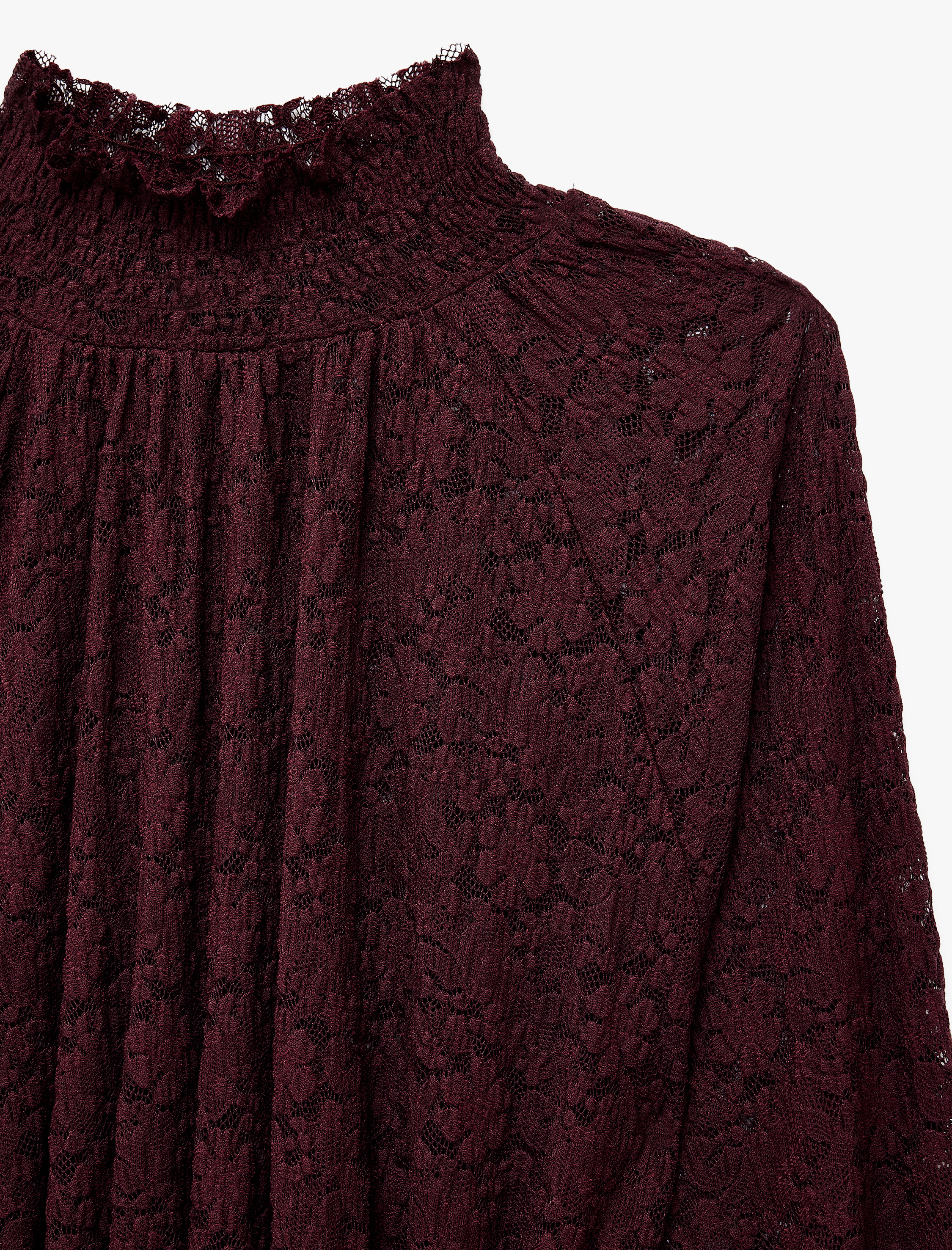   Gipeli Slim Fit Uzun Kollu Dantelli Dik Yaka Bluz