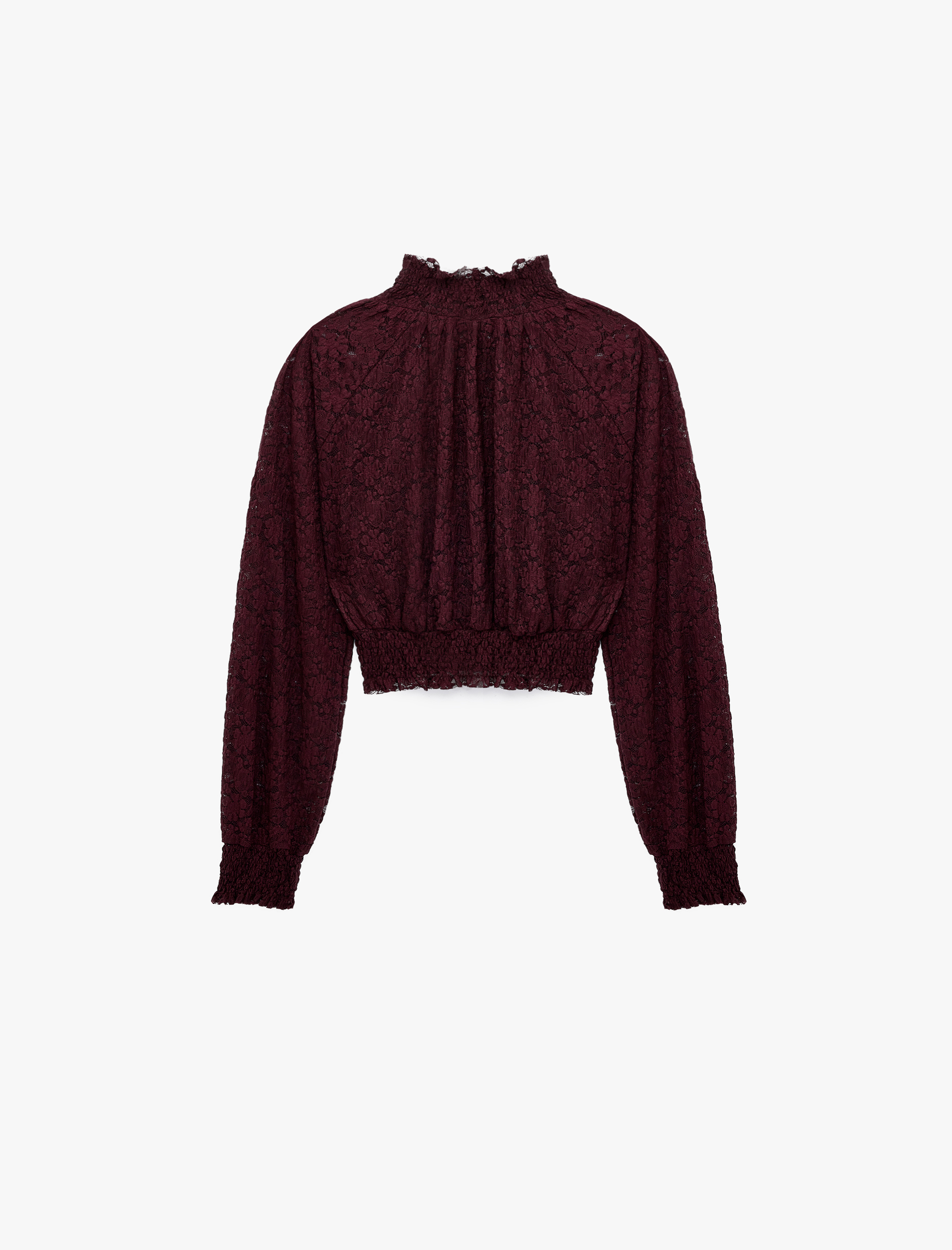   Gipeli Slim Fit Uzun Kollu Dantelli Dik Yaka Bluz