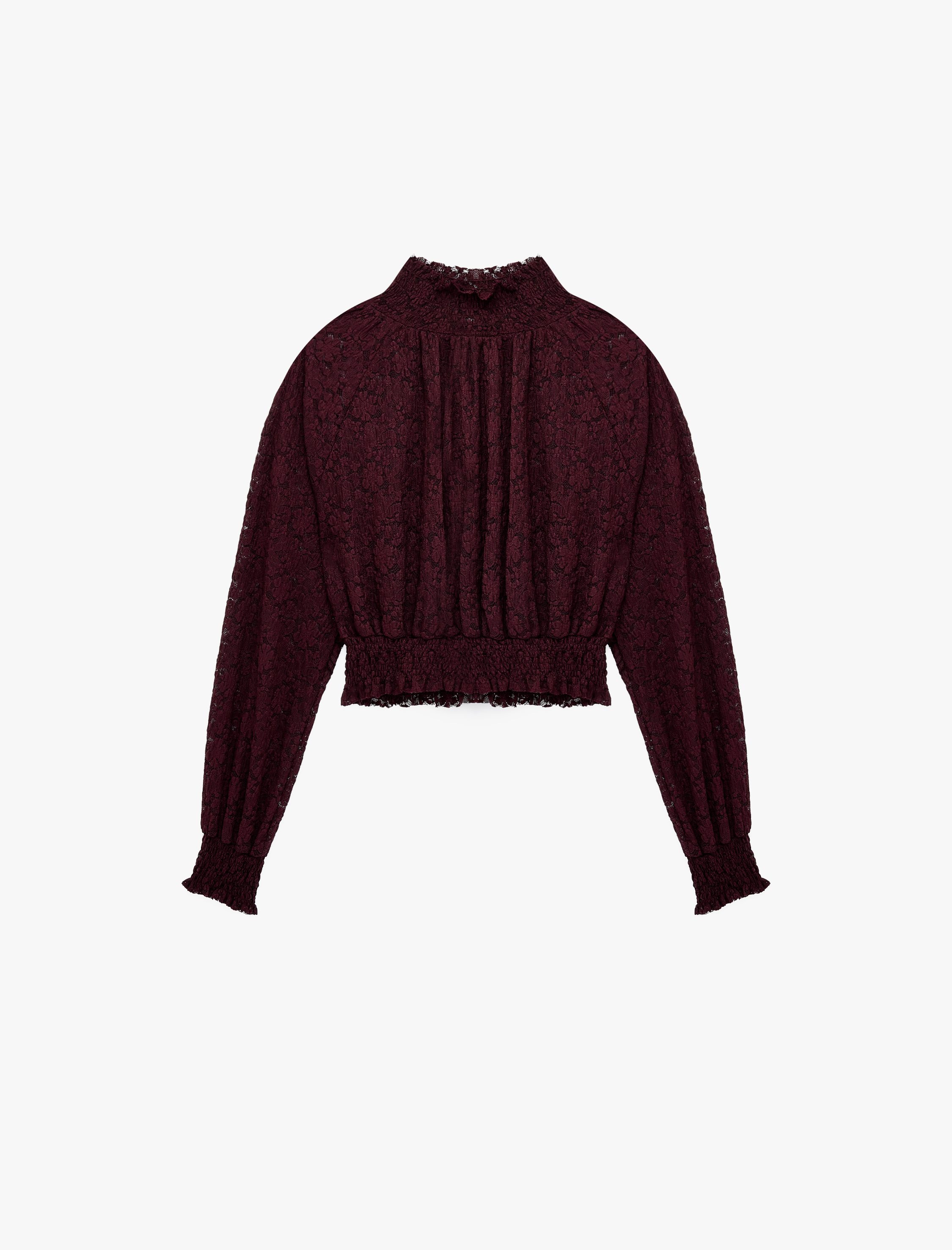   Gipeli Slim Fit Uzun Kollu Dantelli Dik Yaka Bluz