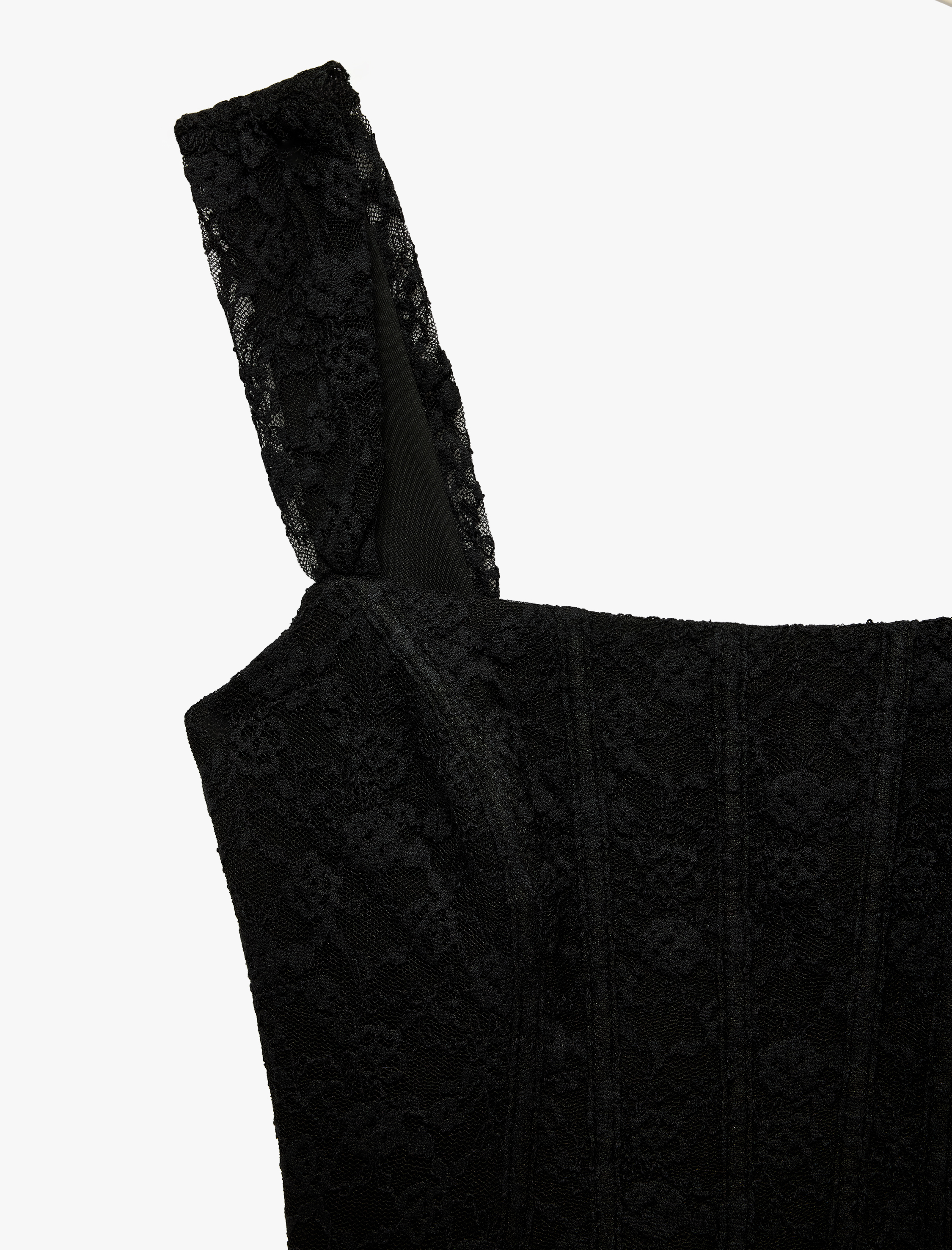   Asimetrik Kesim Fermuarlı Slim Fit Kare Yaka Dantel Korse Büstiyer