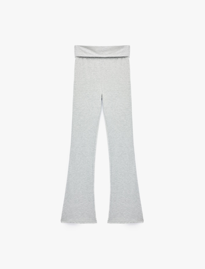  Yüksek Bel Katlama Detaylı Slim Fit Pijama Altı