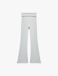 Yüksek Bel Katlama Detaylı Slim Fit Pijama Altı