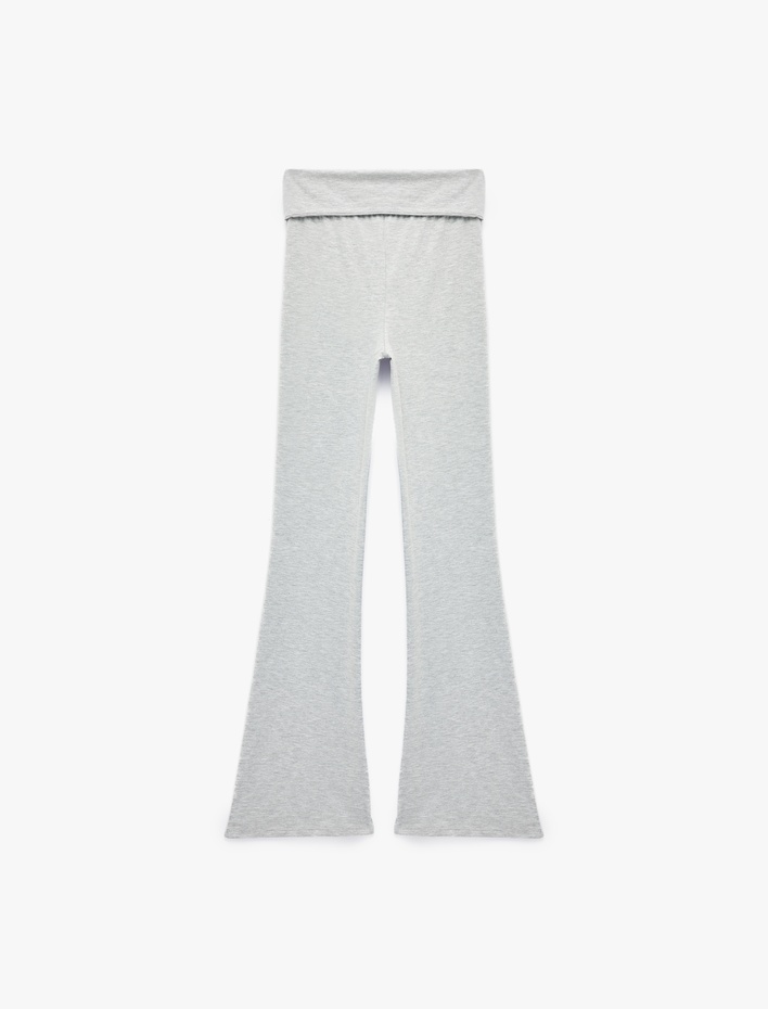  Yüksek Bel Katlama Detaylı Slim Fit Pijama Altı