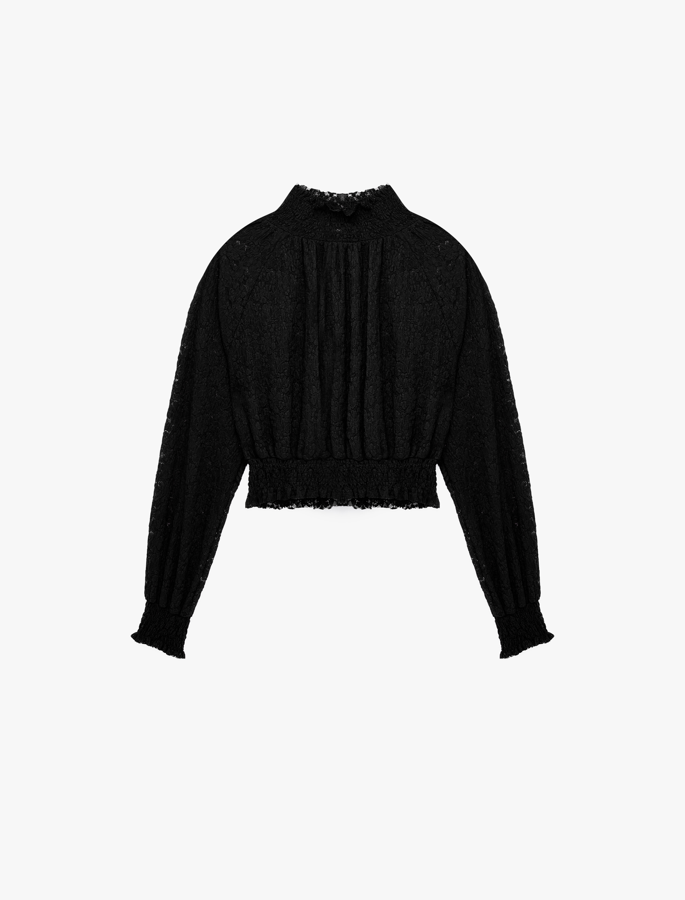   Gipeli Slim Fit Uzun Kollu Dantelli Dik Yaka Bluz