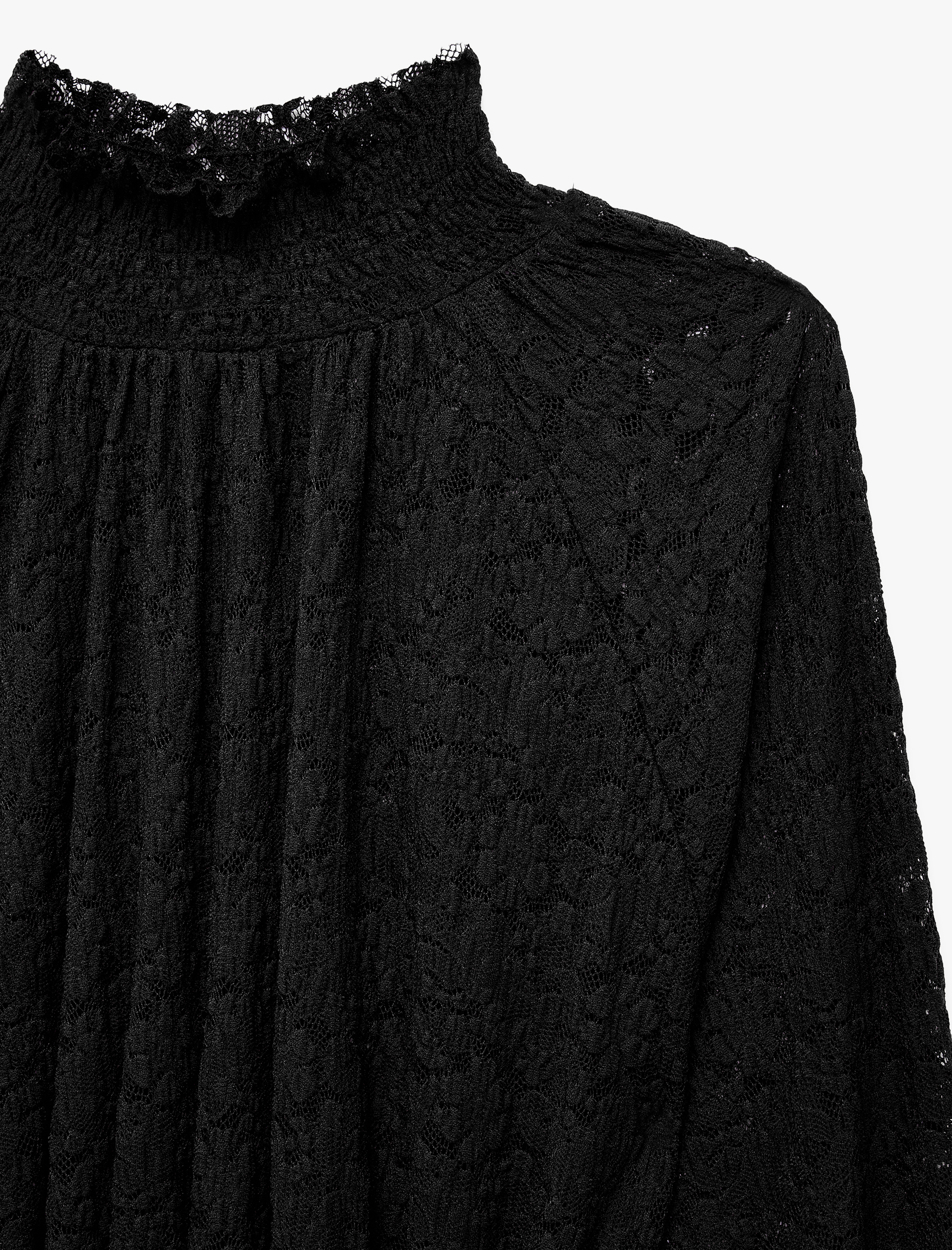   Gipeli Slim Fit Uzun Kollu Dantelli Dik Yaka Bluz