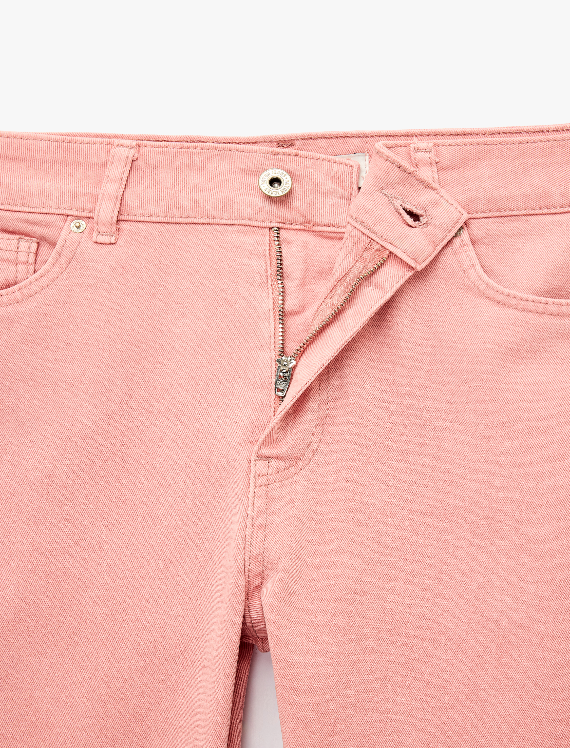   Pamuklu Dar Kalıp Düğmeli Cepli İspanyol Paça Crop Jean Pantolon -  Kick Flare Jeans