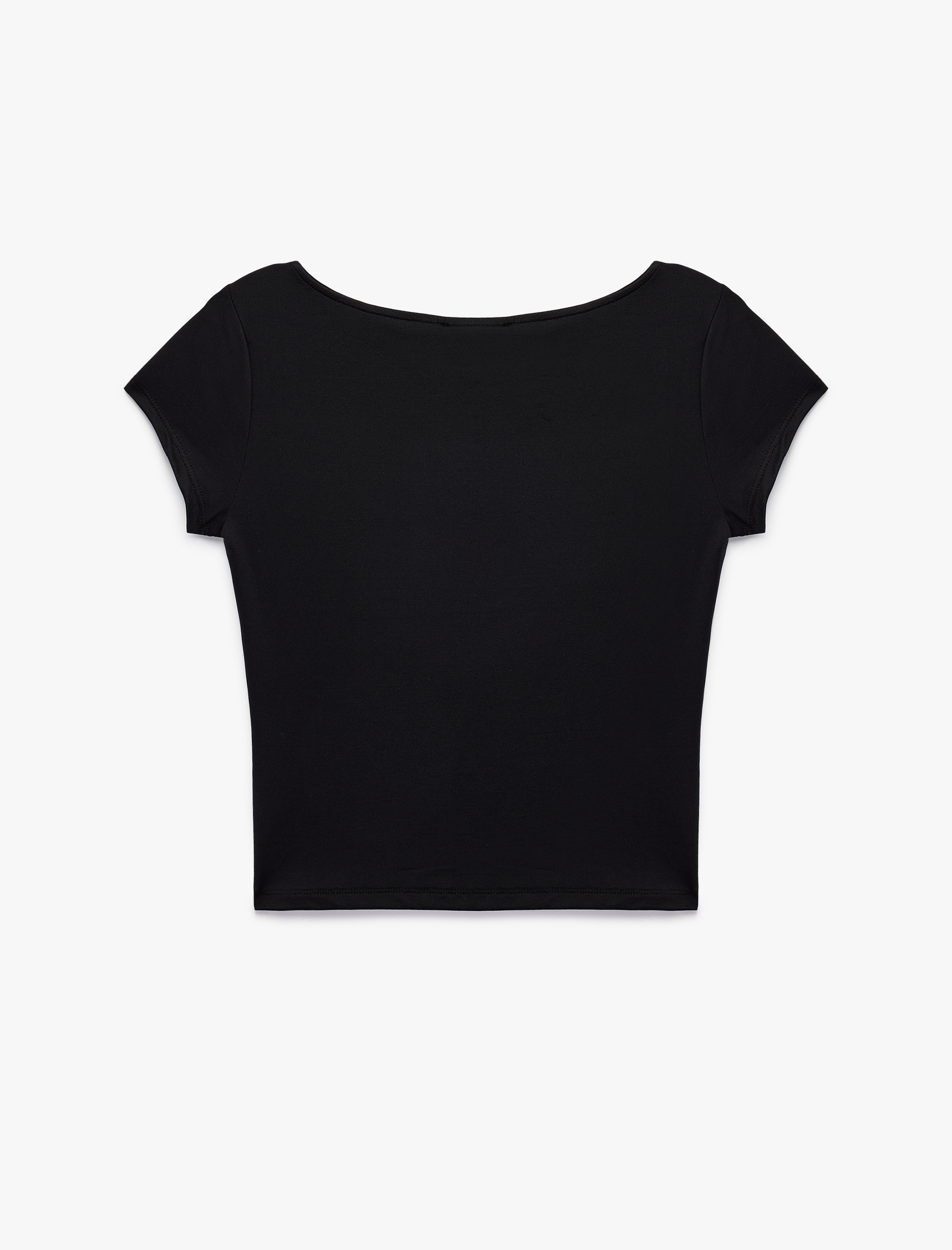   Slim Fit Kayık Yaka Kısa Kollu Basic Tişört