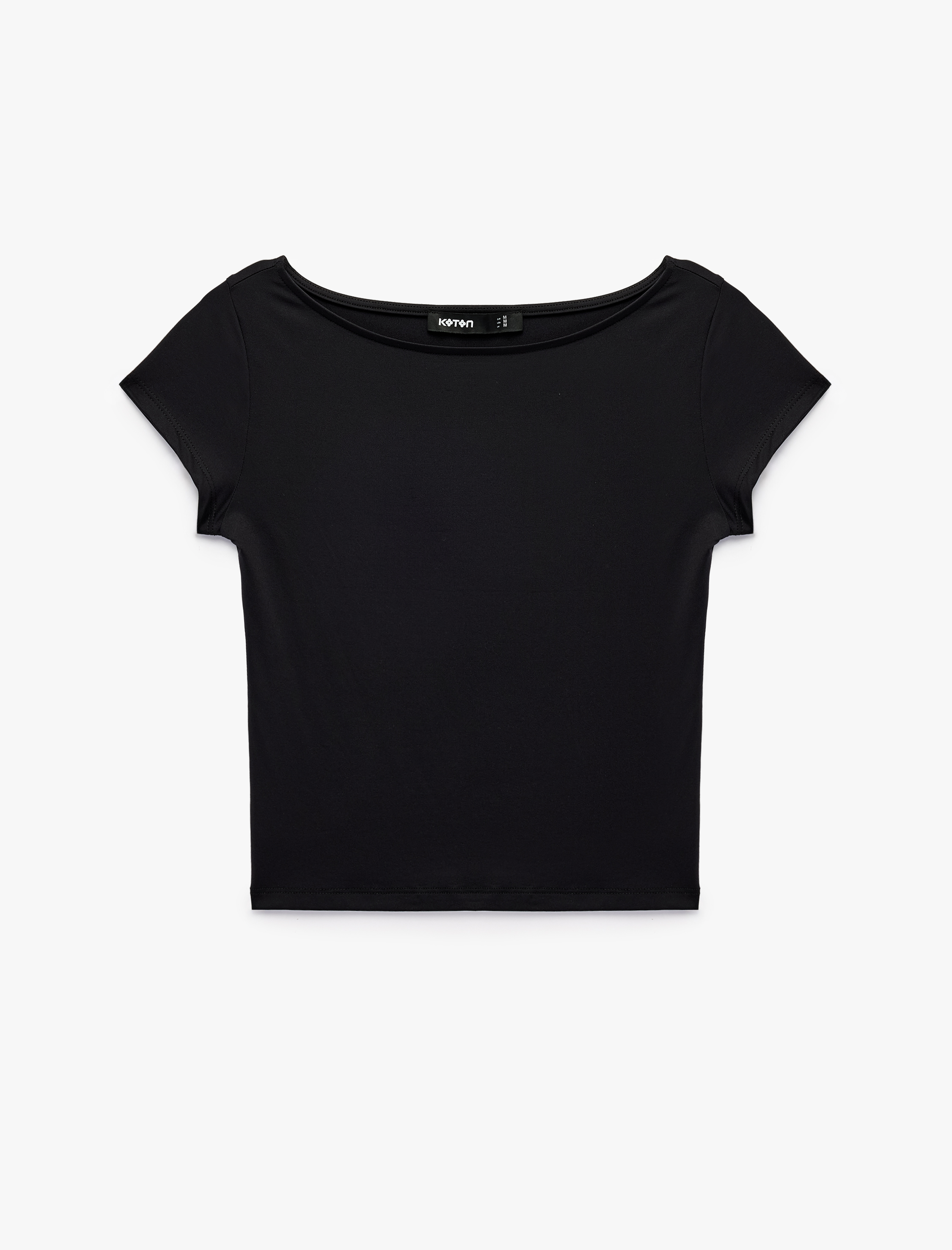  Slim Fit Kayık Yaka Kısa Kollu Basic Tişört