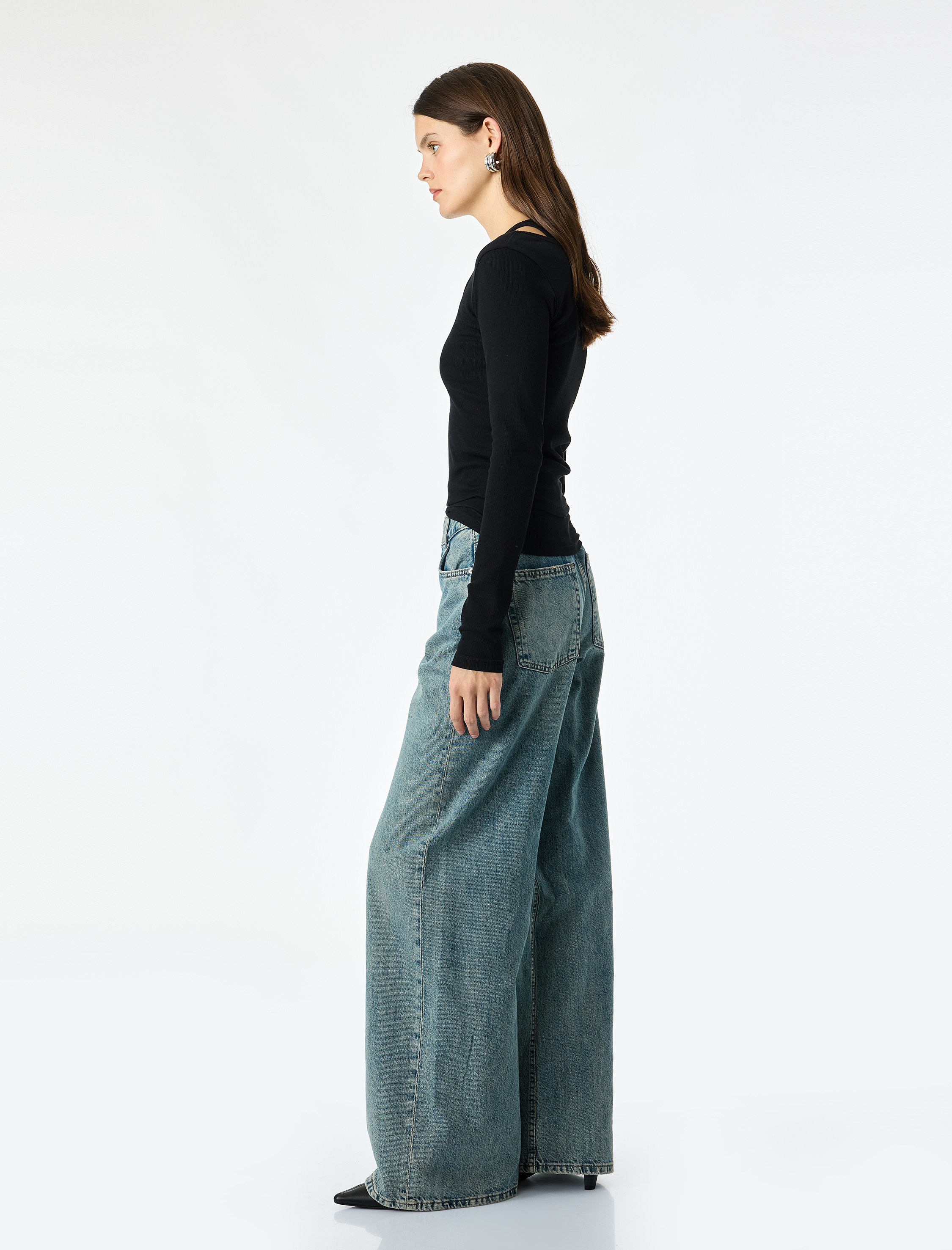   Pamuklu Slim Fit Bisiklet Yaka Katmanlı Uzun Kollu Basic Kaşkorse Tişört