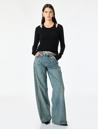 Pamuklu Slim Fit Bisiklet Yaka Katmanlı Uzun Kollu Basic Kaşkorse Tişört