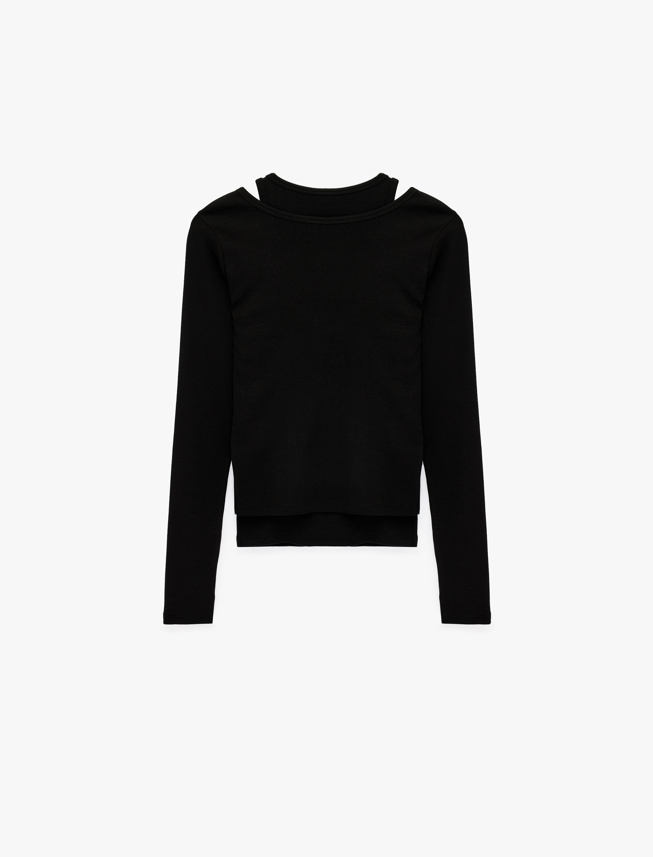   Pamuklu Slim Fit Bisiklet Yaka Katmanlı Uzun Kollu Basic Kaşkorse Tişört
