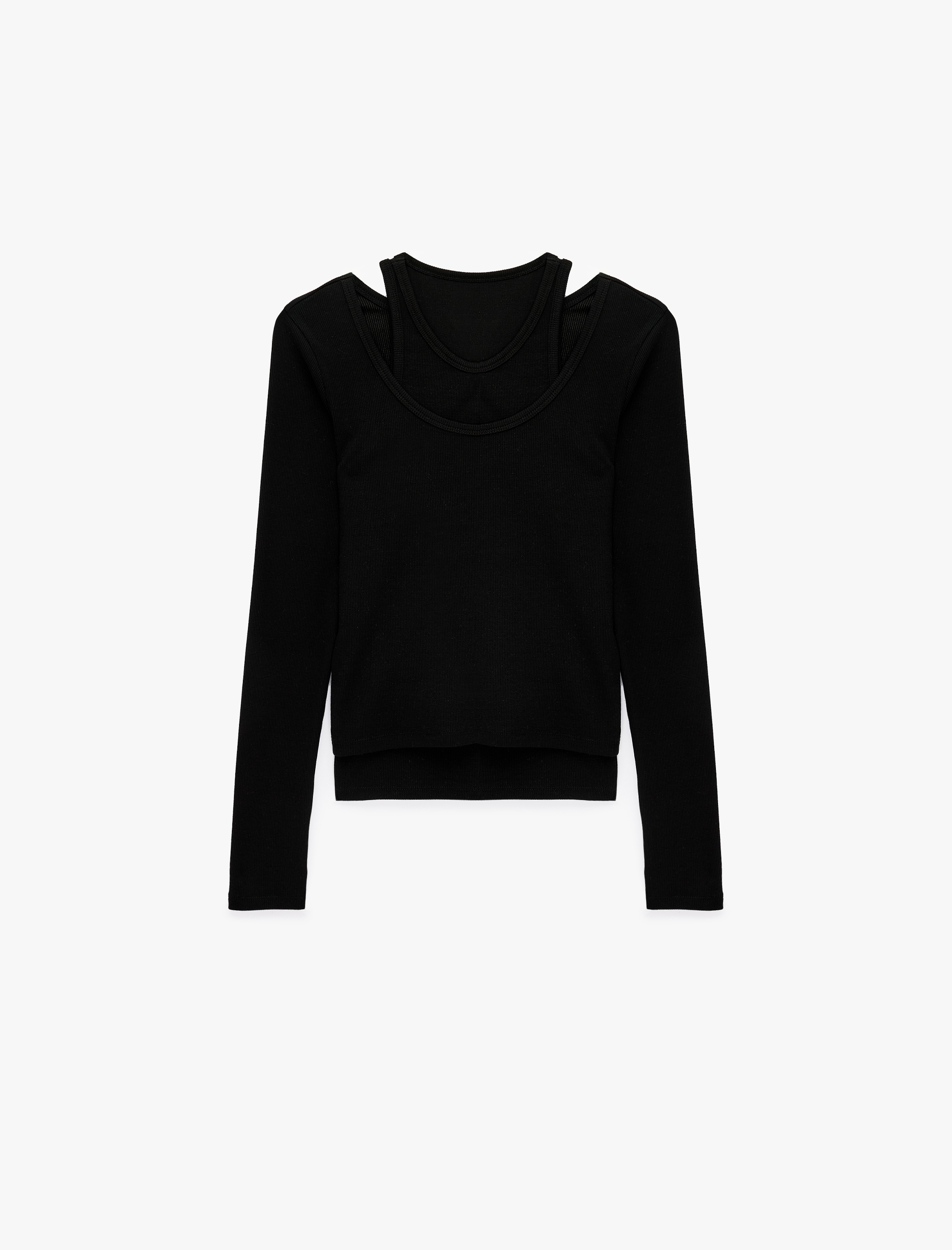   Pamuklu Slim Fit Bisiklet Yaka Katmanlı Uzun Kollu Basic Kaşkorse Tişört
