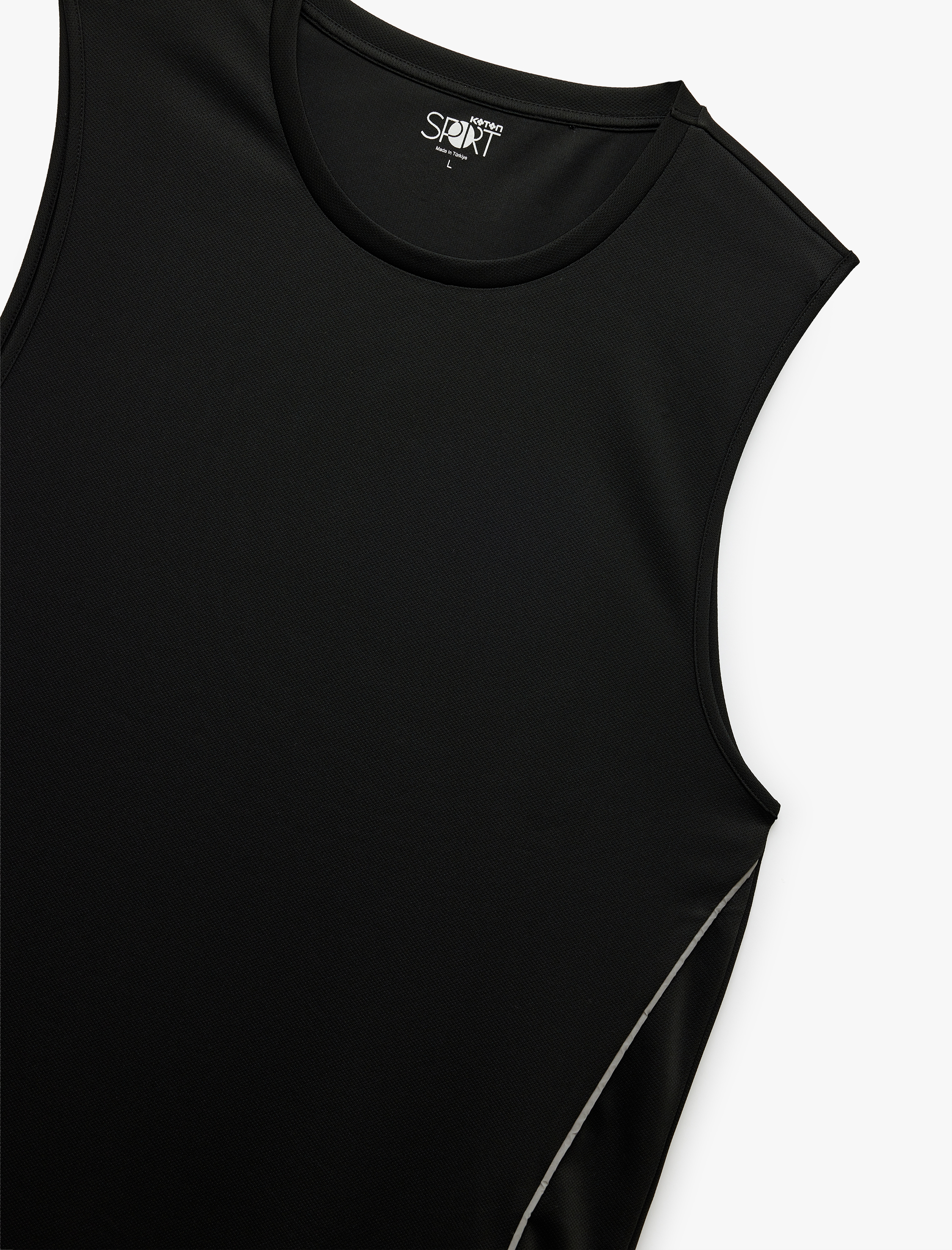   Kolsuz Bisiklet Yaka Oversize Çizgi Detaylı Spor Atlet