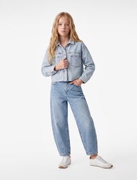 Balon Form Denim Pantolon Cepli Pamuklu