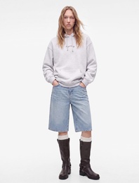 Şardonlu Rahat Kalıp Kapüşonlu Kanguru Cepli Arkası Melek Baskılı Sweatshirt