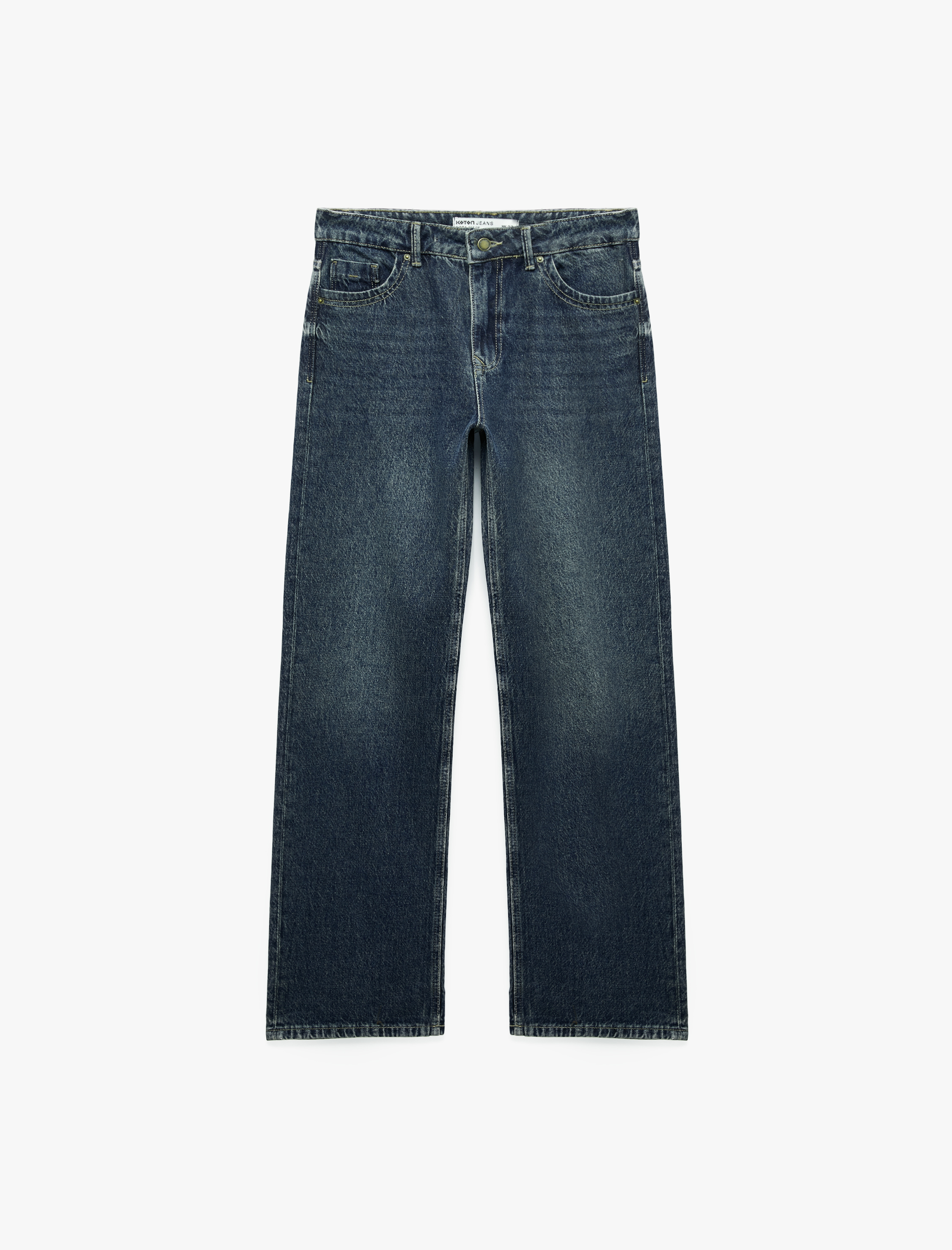 Koton Normal Bel Cepli Pamuklu Düz Paça Denim Pantolon - Straight Fit Jean görsel 5