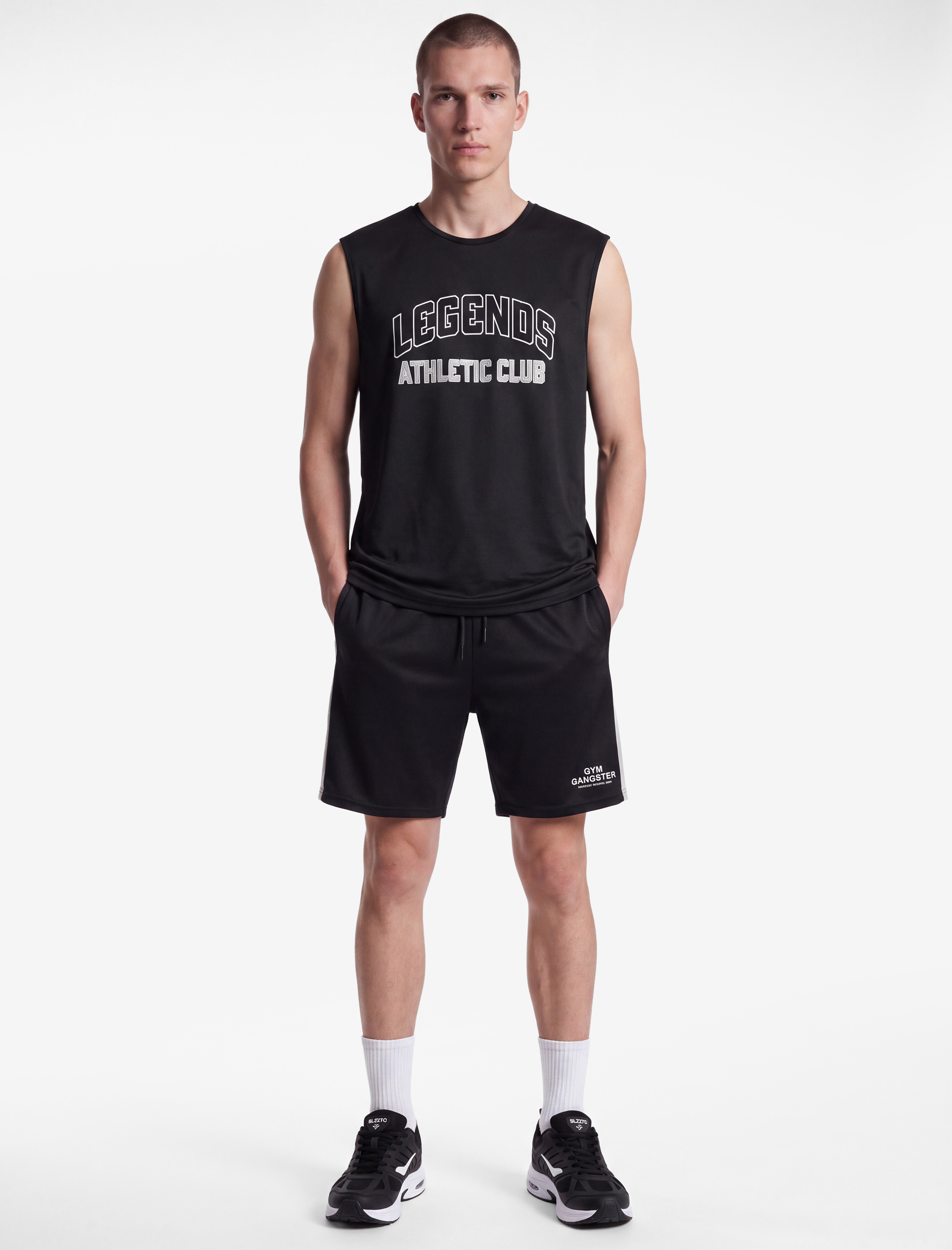   Straight Fit Baskılı Bisiklet Yaka Kolsuz Spor Atlet