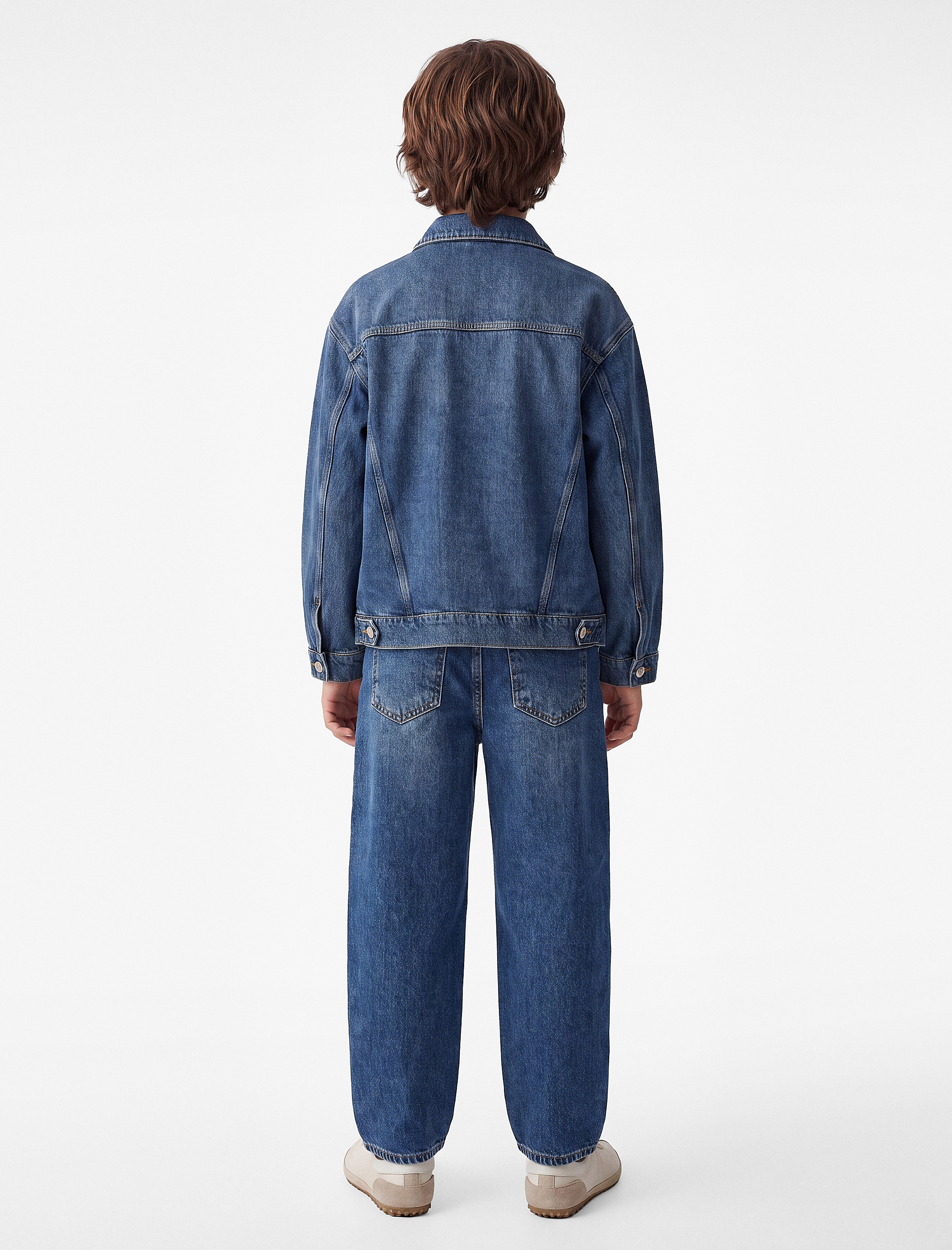  Erkek Çocuk Rahat Kesim Cepli Pamuklu Barrel Denim Pantolon