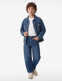Rahat Kesim Cepli Pamuklu Barrel Denim Pantolon