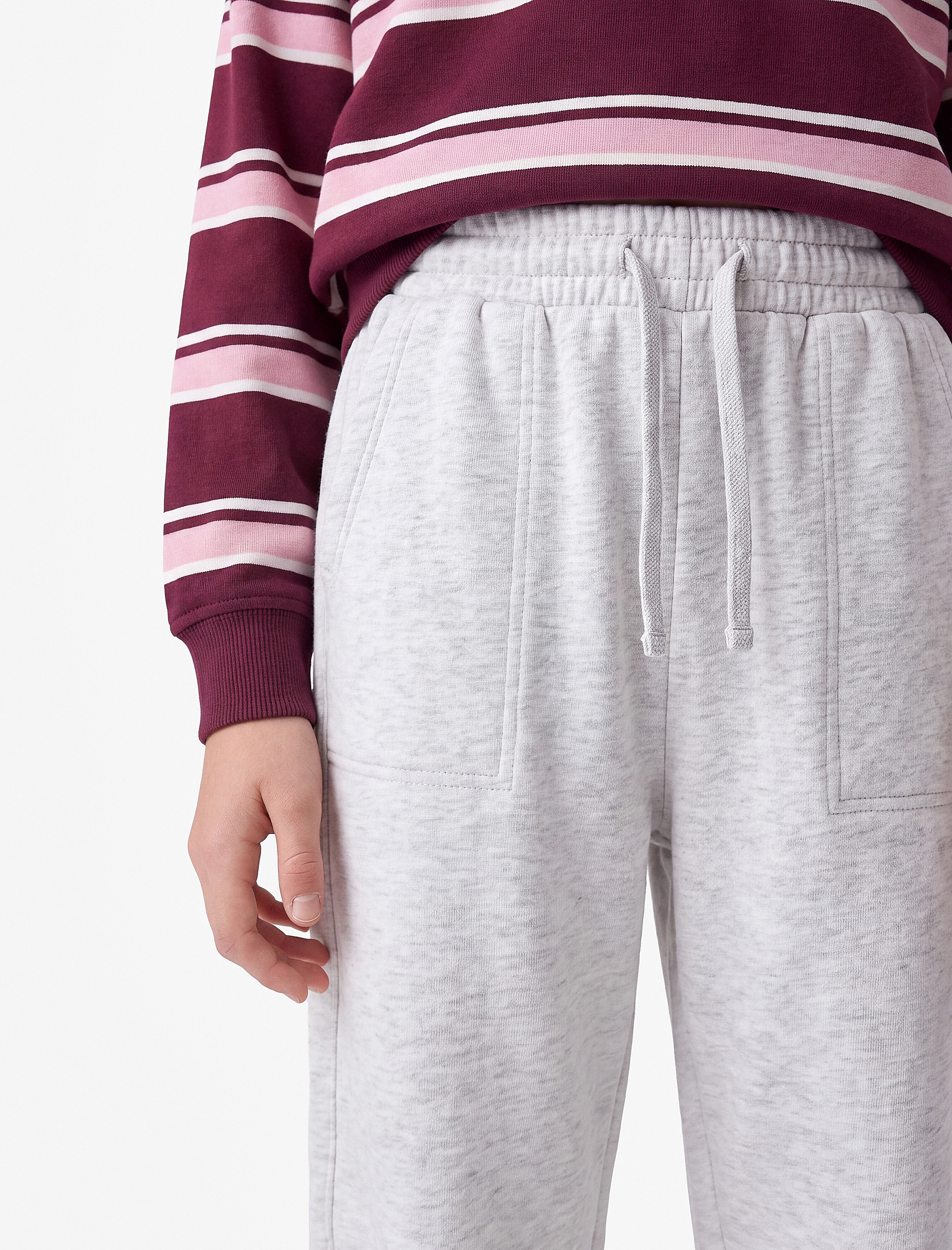  Kız Çocuk Cepli Oversize Beli Lastikli Balon Fit Eşofman Altı