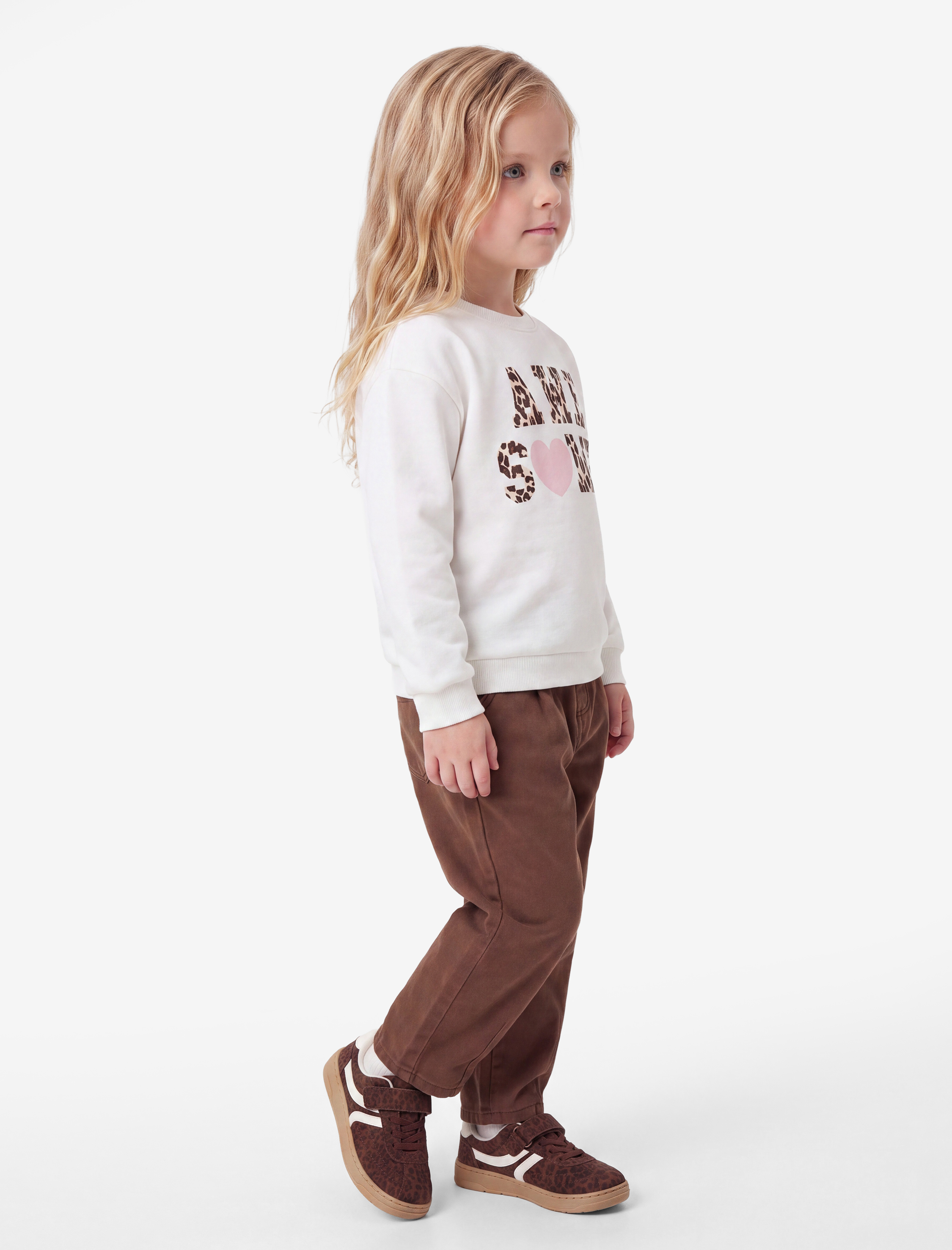  Kız Bebek Baskılı Bisiklet Yaka Kısa Kollu Şardonlu Sweatshirt