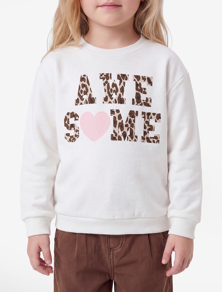 Kız Bebek Baskılı Bisiklet Yaka Kısa Kollu Şardonlu Sweatshirt