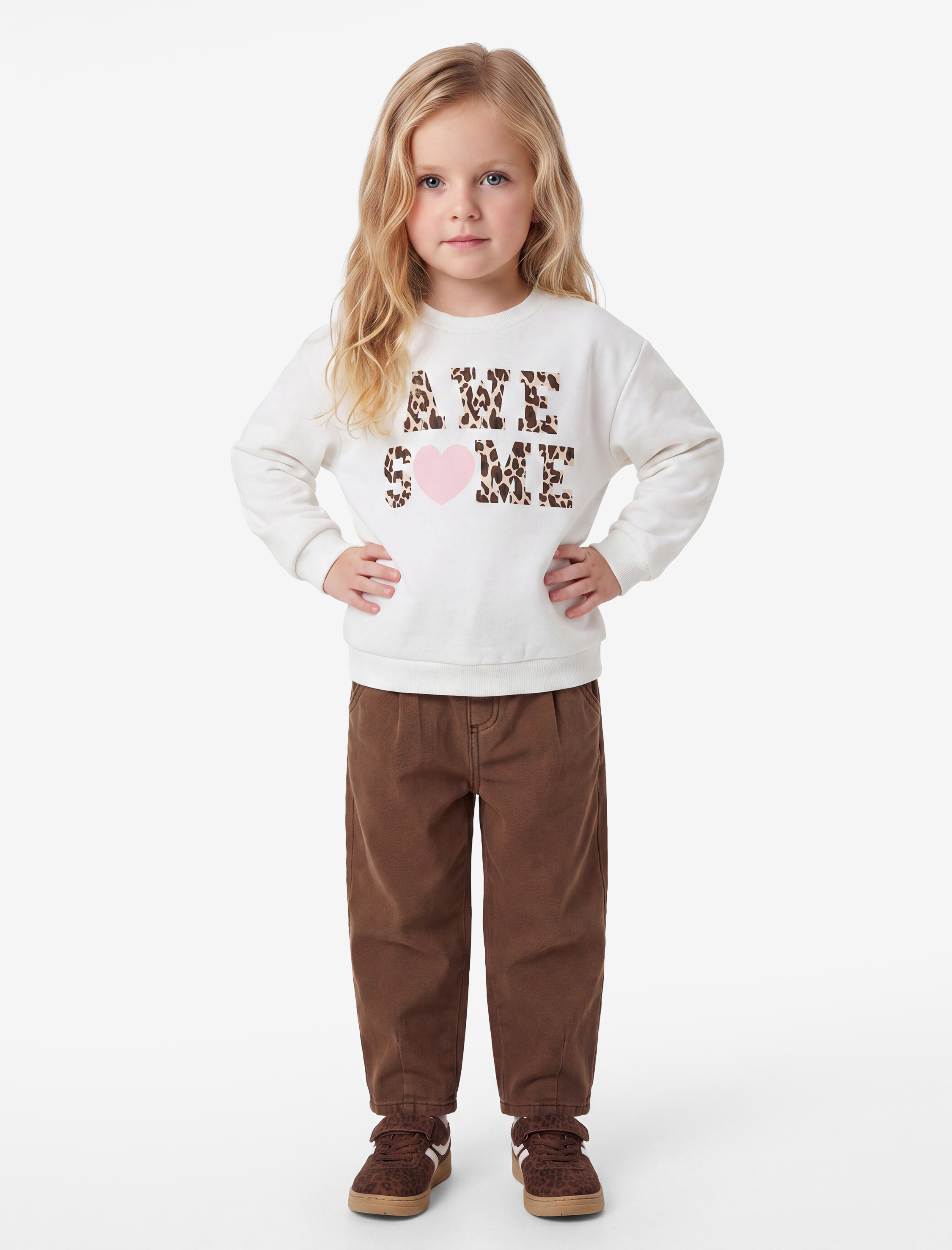  Kız Bebek Baskılı Bisiklet Yaka Kısa Kollu Şardonlu Sweatshirt