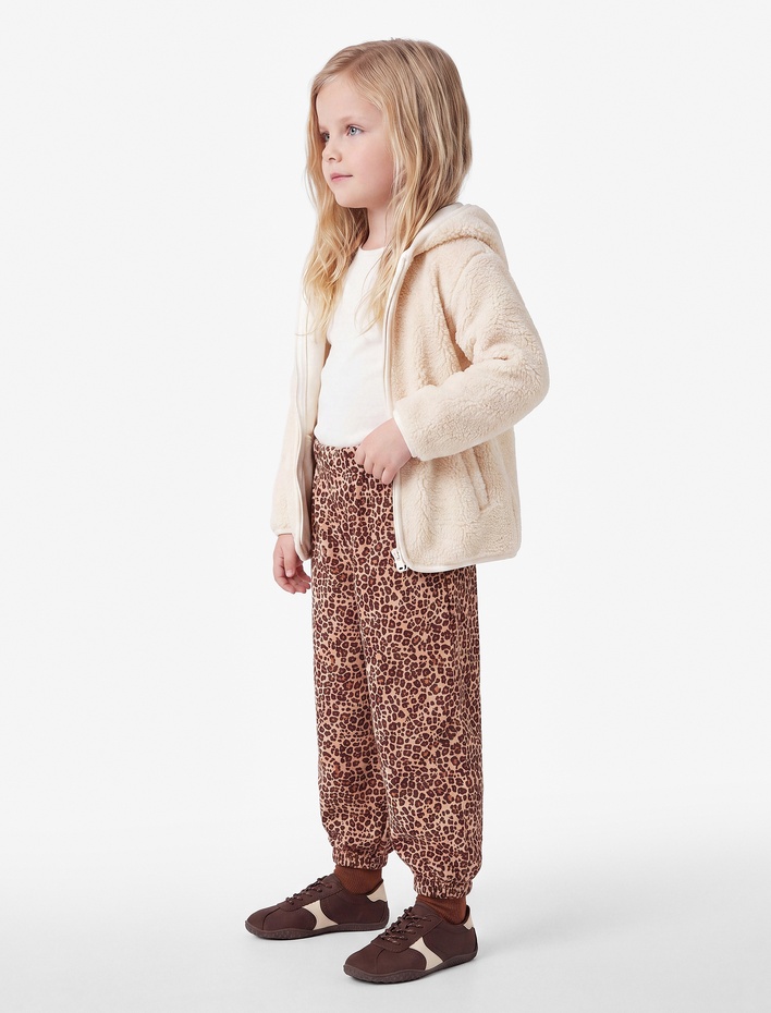 Kız Bebek Leopar Desenli Balon Form Pantolon Beli Lastikli