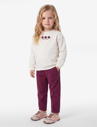 Çiçek Nakışlı Şardonlu Bisiklet Yaka Uzun Kollu Sweatshirt