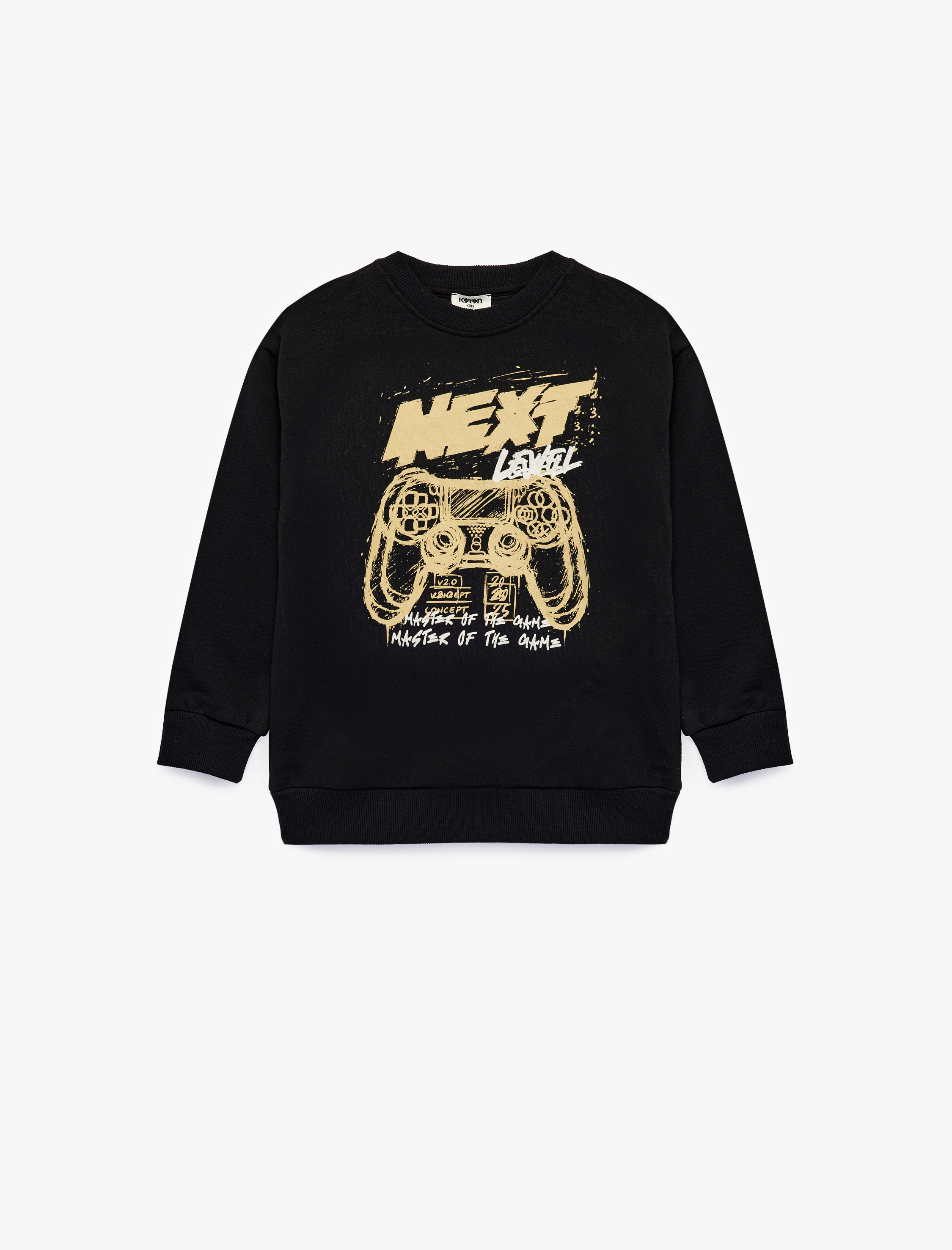  Erkek Çocuk Oyun Temalı Baskılı Uzun Kollu Bisiklet Yaka Şardonlu Sweatshirt