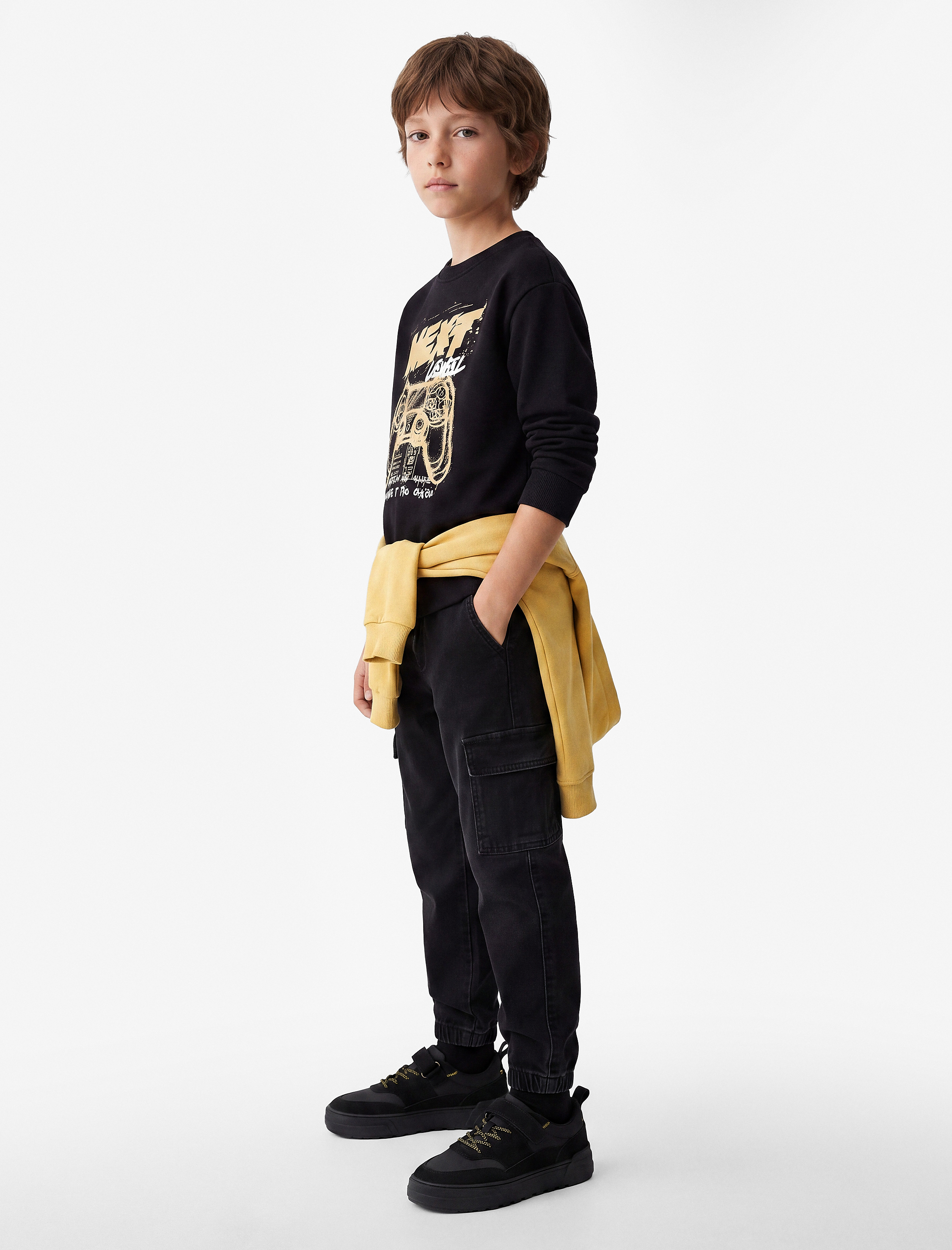  Erkek Çocuk Oyun Temalı Baskılı Uzun Kollu Bisiklet Yaka Şardonlu Sweatshirt