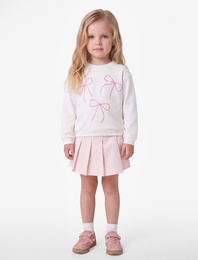 Fiyonk Nakışlı Uzun Kollu Bisiklet Yaka Şardonlu Sweatshirt