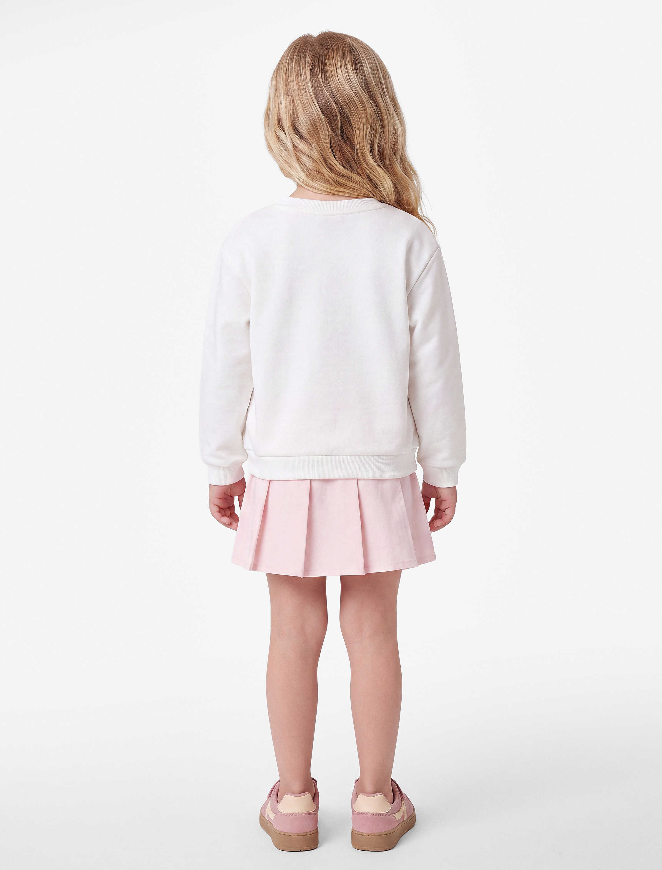  Kız Bebek Fiyonk Nakışlı Uzun Kollu Bisiklet Yaka Şardonlu Sweatshirt