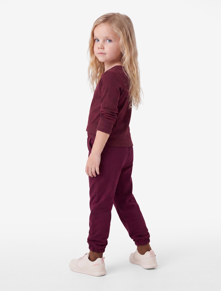 Kız Bebek Cep Detaylı Beli Lastikli Pamuklu Şardonlu Basic Jogger Eşofman Altı