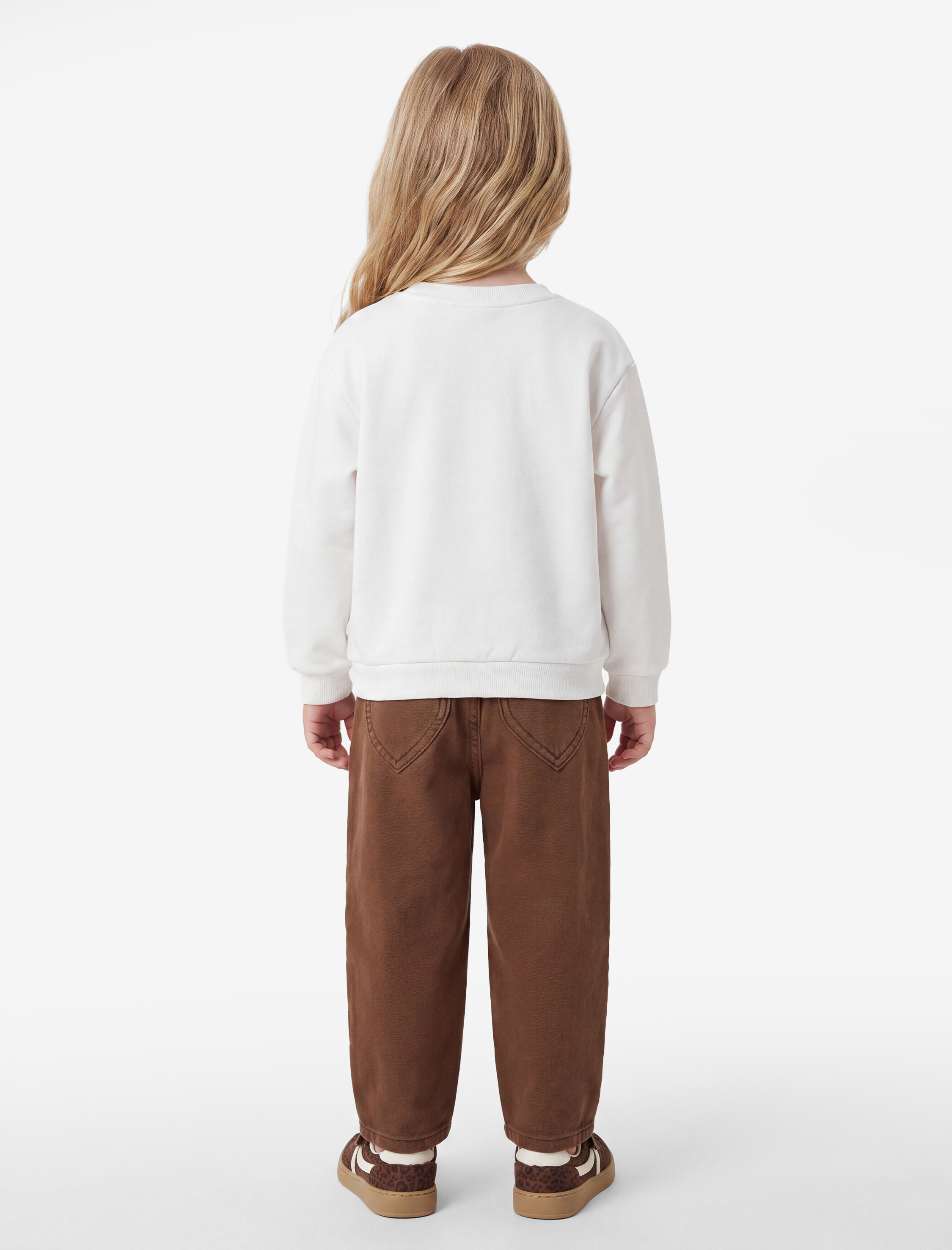  Kız Bebek Baskılı Bisiklet Yaka Kısa Kollu Şardonlu Sweatshirt