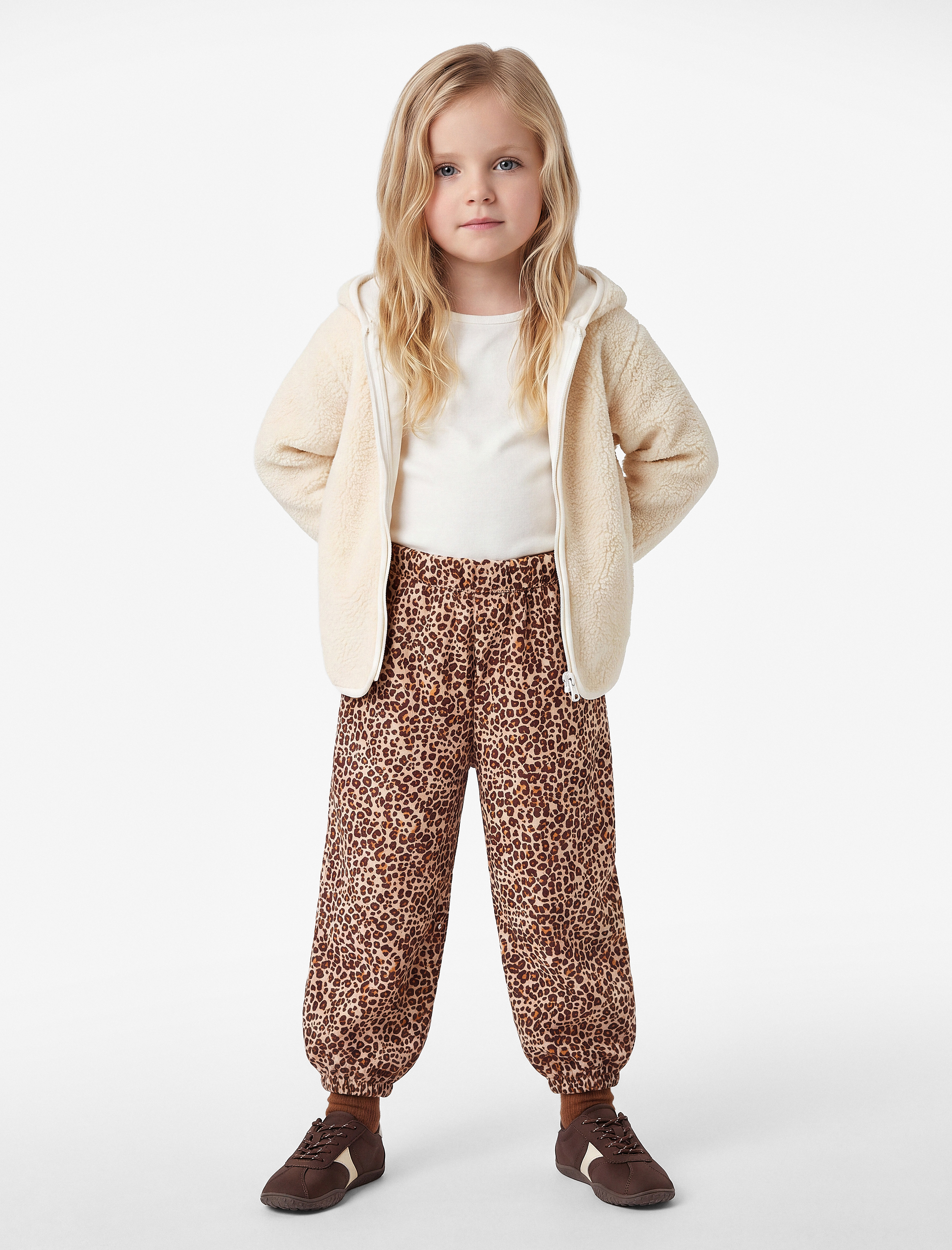  Kız Bebek Leopar Desenli Balon Form Pantolon Beli Lastikli