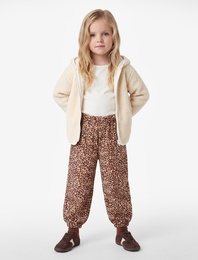 Leopar Desenli Balon Form Pantolon Beli Lastikli