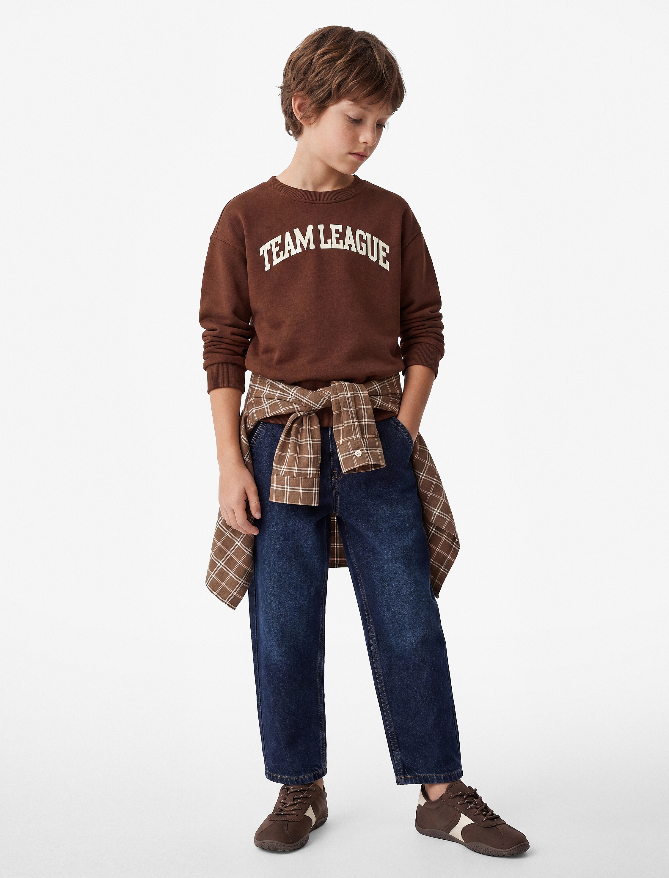  Erkek Çocuk Baskılı Bisiklet Yaka Uzun Kollu Oversize Sweatshirt
