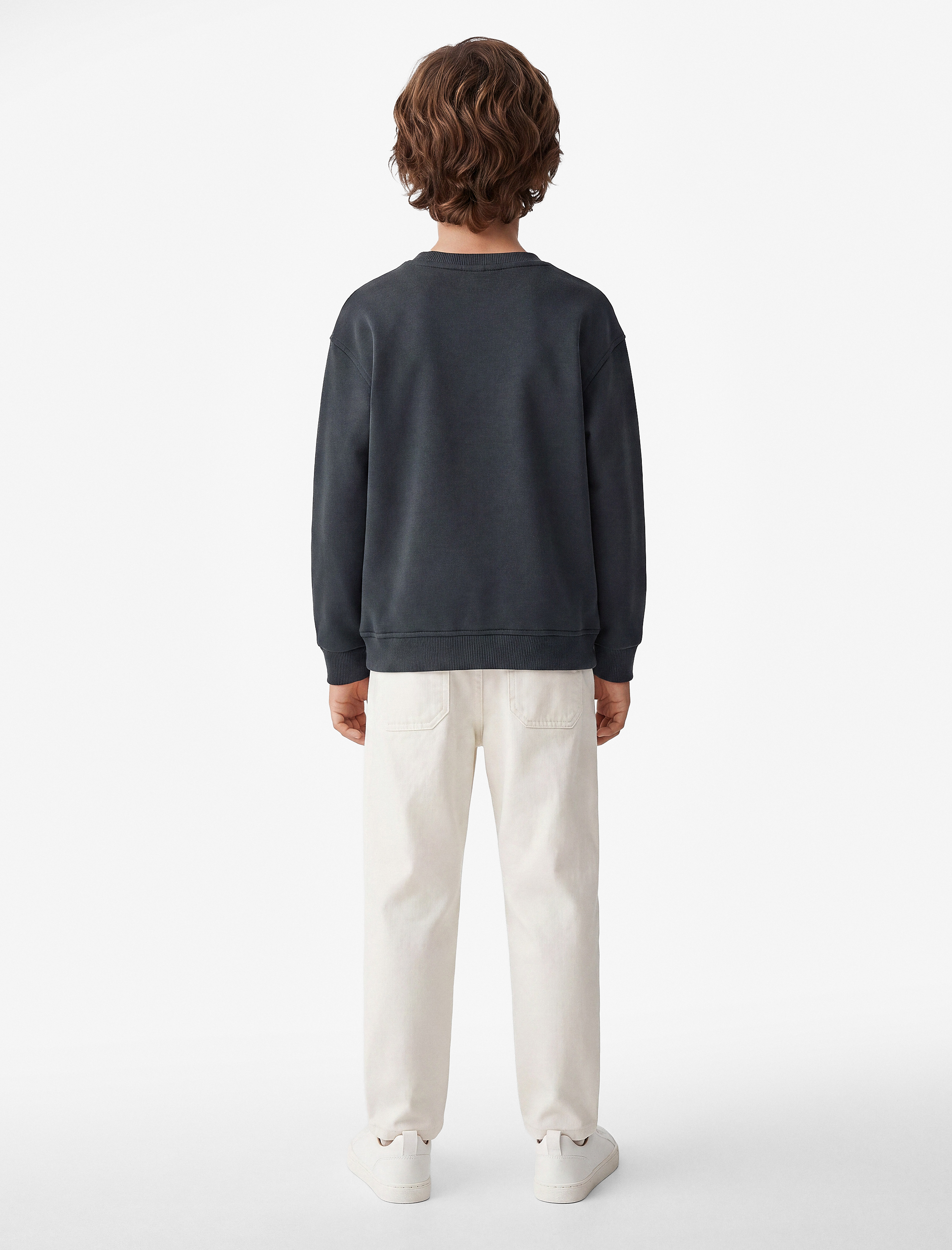  Erkek Çocuk Uzun Kollu Bisiklet Yaka Baskılı Şardonlu Pamuklu Sweatshirt