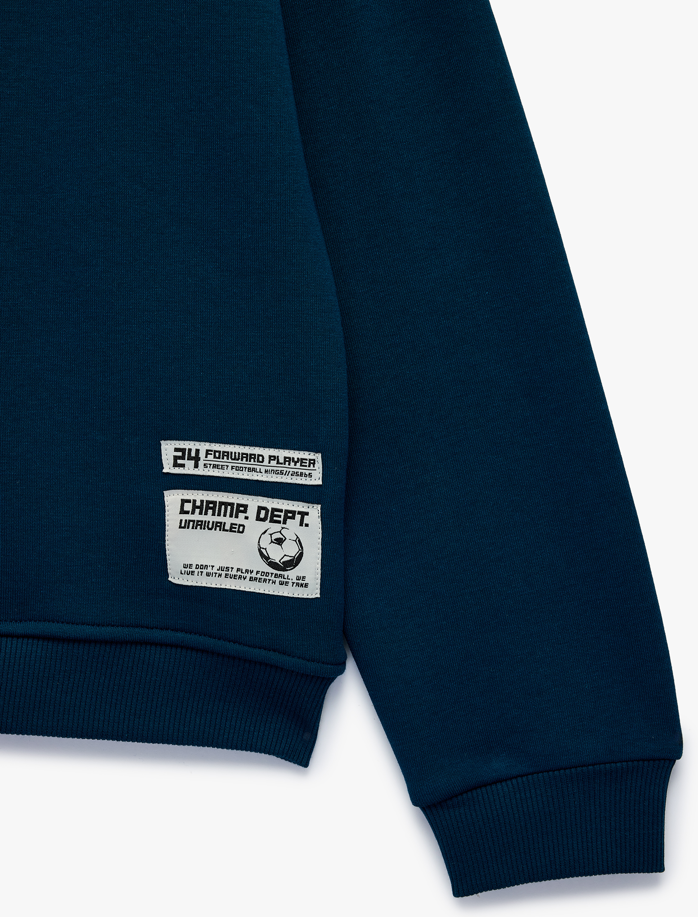  Erkek Çocuk Baskı Detaylı Uzun Kollu Pamuklu Şardonlu Yarım Fermuarlı Dik Yaka Sweatshirt