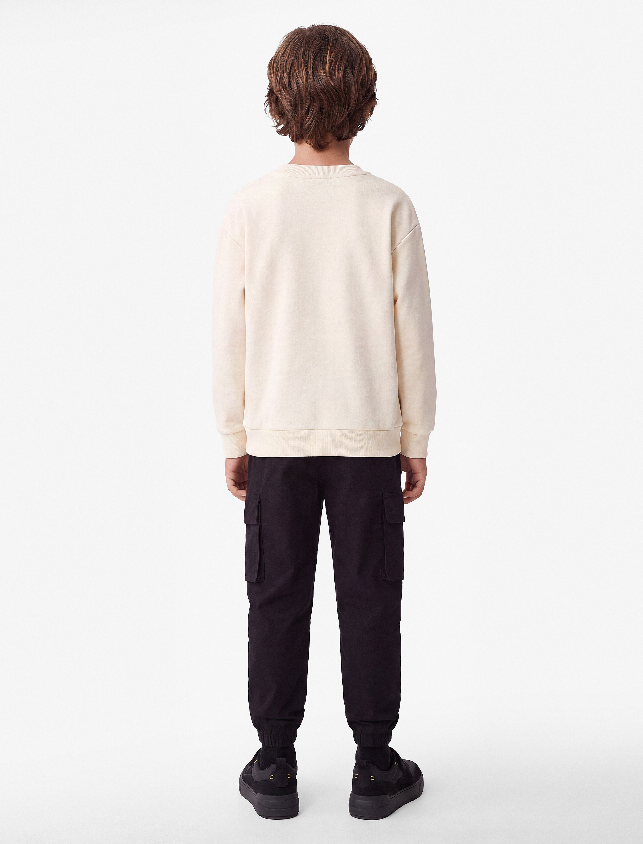  Erkek Çocuk Şardonlu Bisiklet Yaka Uzun Kollu Baskılı Sweatshirt