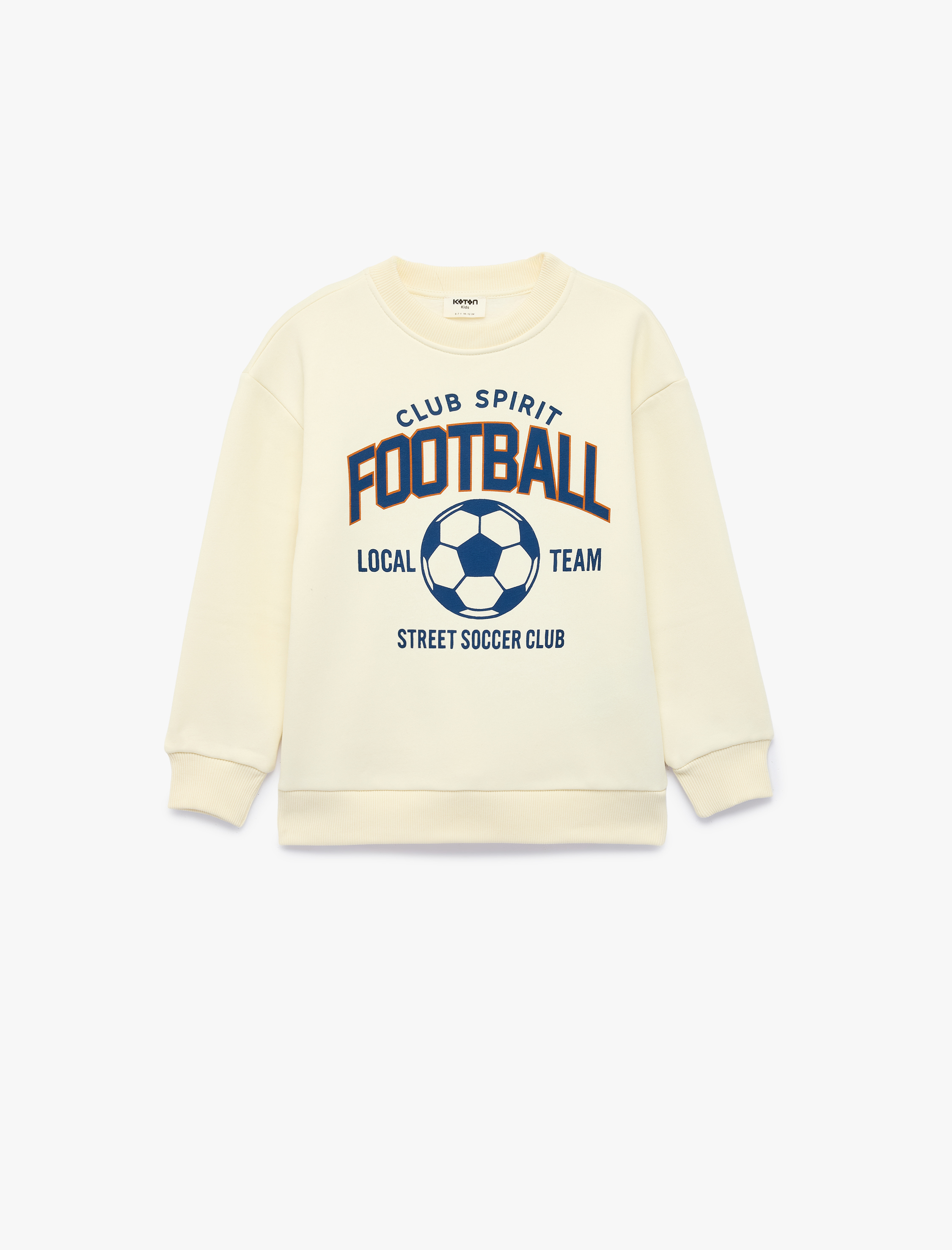  Erkek Çocuk Futbol Baskılı Şardonlu Bisiklet Yaka Uzun Kollu Sweatshirt