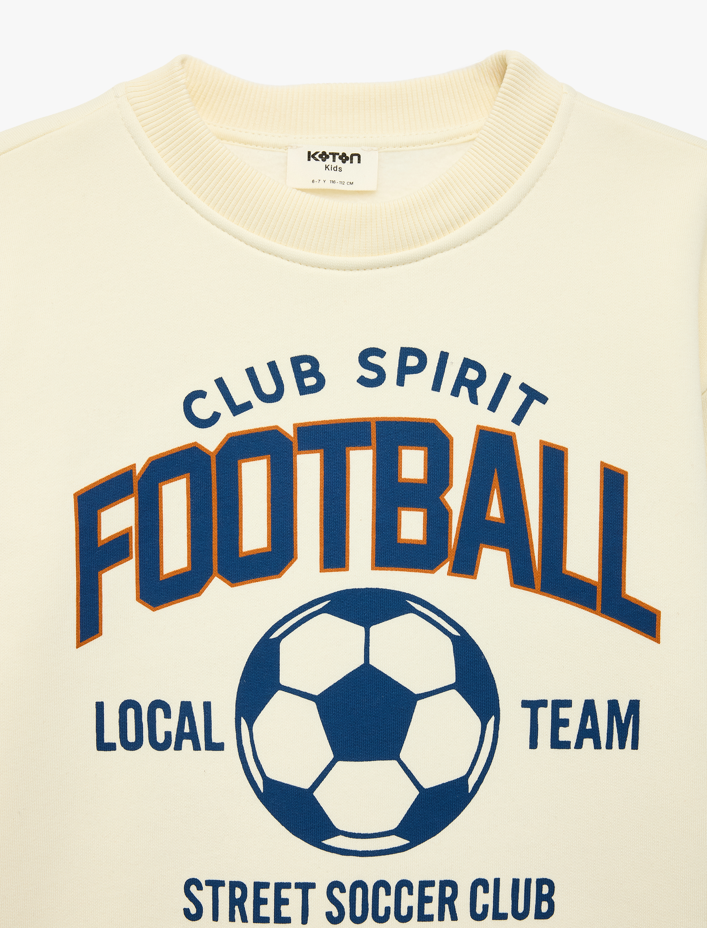  Erkek Çocuk Futbol Baskılı Şardonlu Bisiklet Yaka Uzun Kollu Sweatshirt