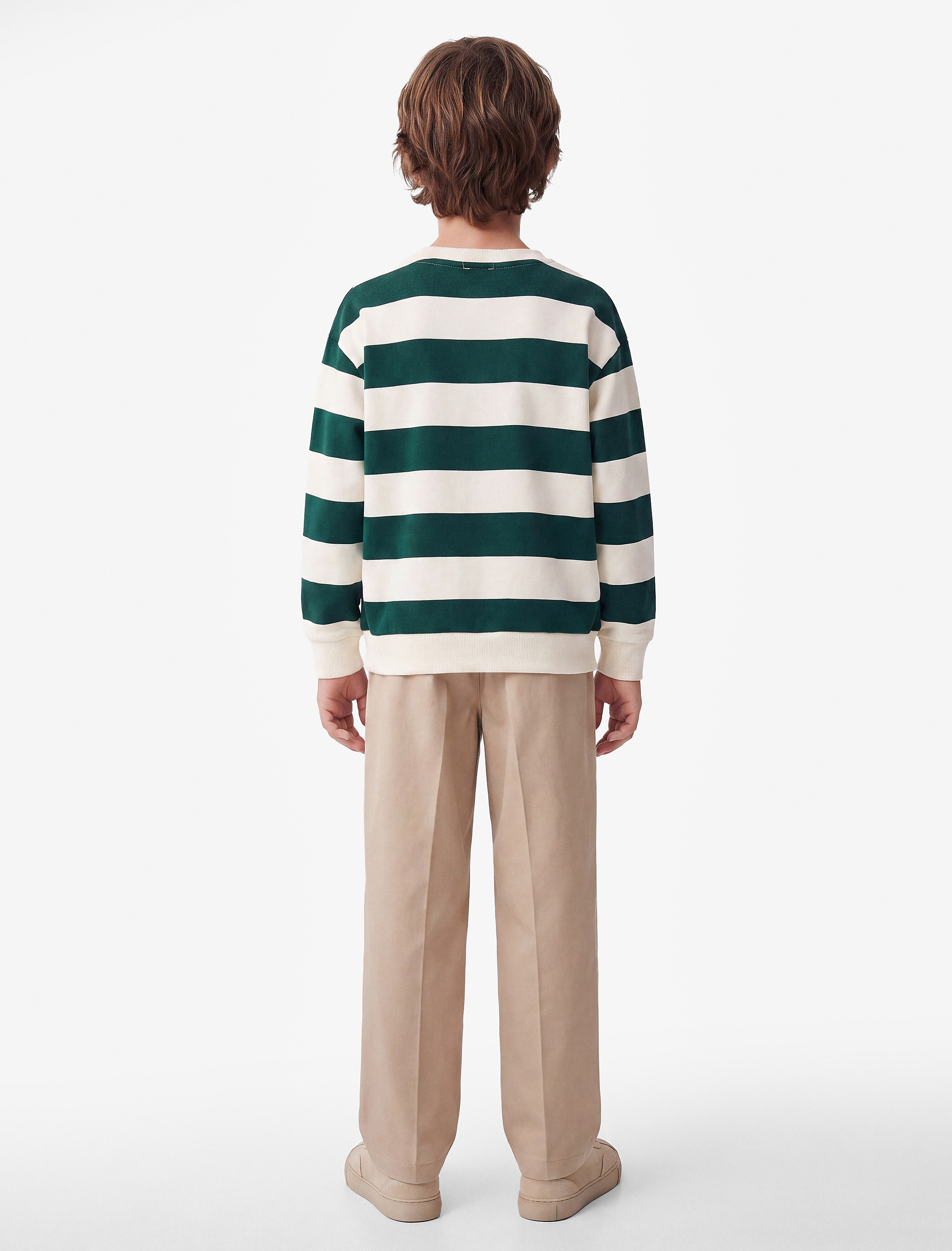  Erkek Çocuk Baskılı Bisiklet Yaka Uzun Kollu Çizgili Sweatshirt