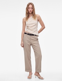 Asimetrik Yaka Kolsuz Slim Fit Drapeli Bluz