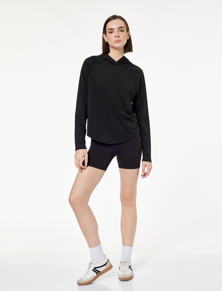 Uzun Kollu Kapüşonlu Oversize Spor Sweatshirt