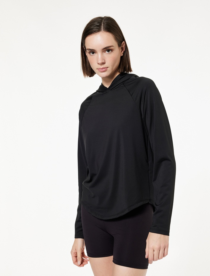  Uzun Kollu Kapüşonlu Oversize Spor Sweatshirt