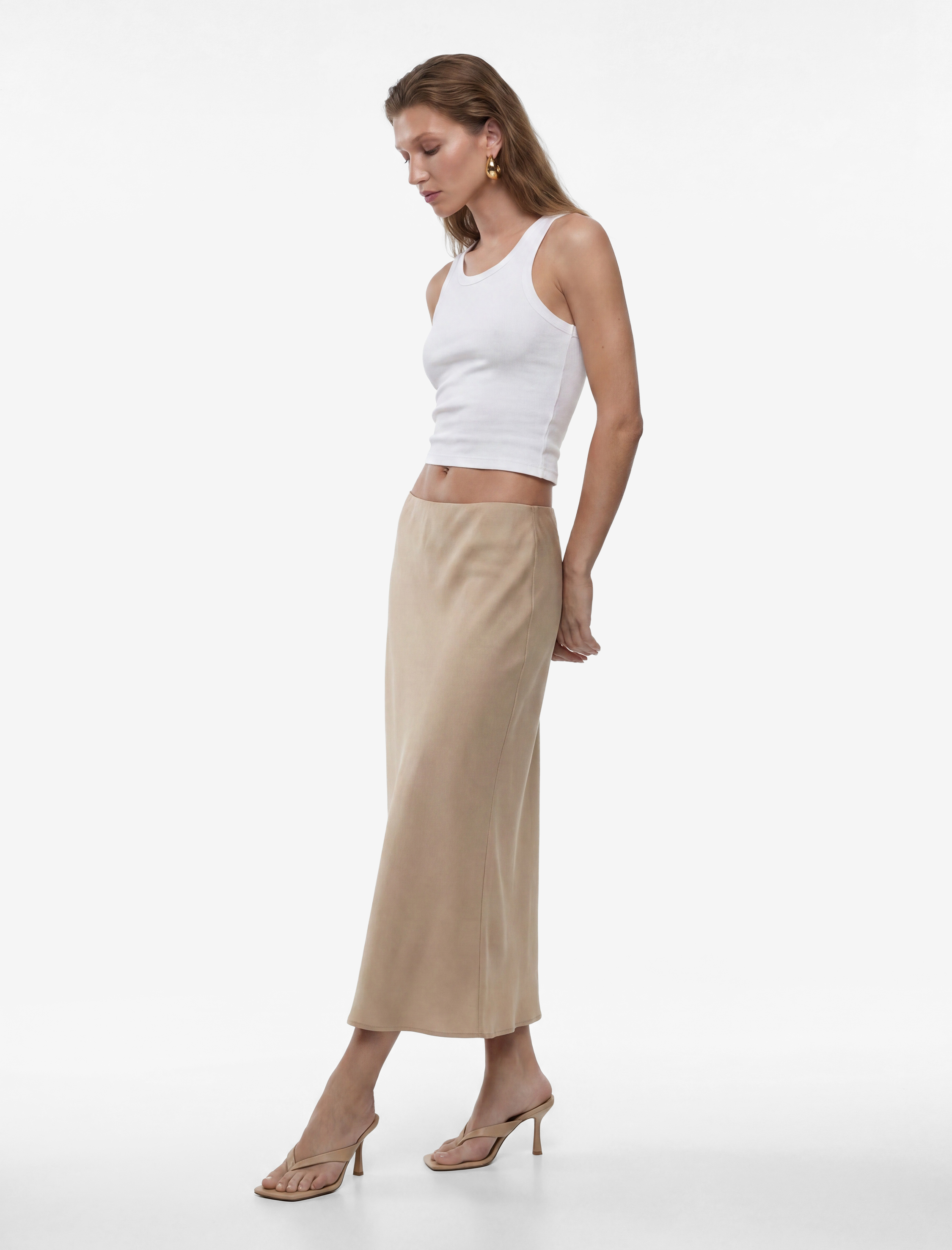   Beli Lastikli Midi Saten Etek